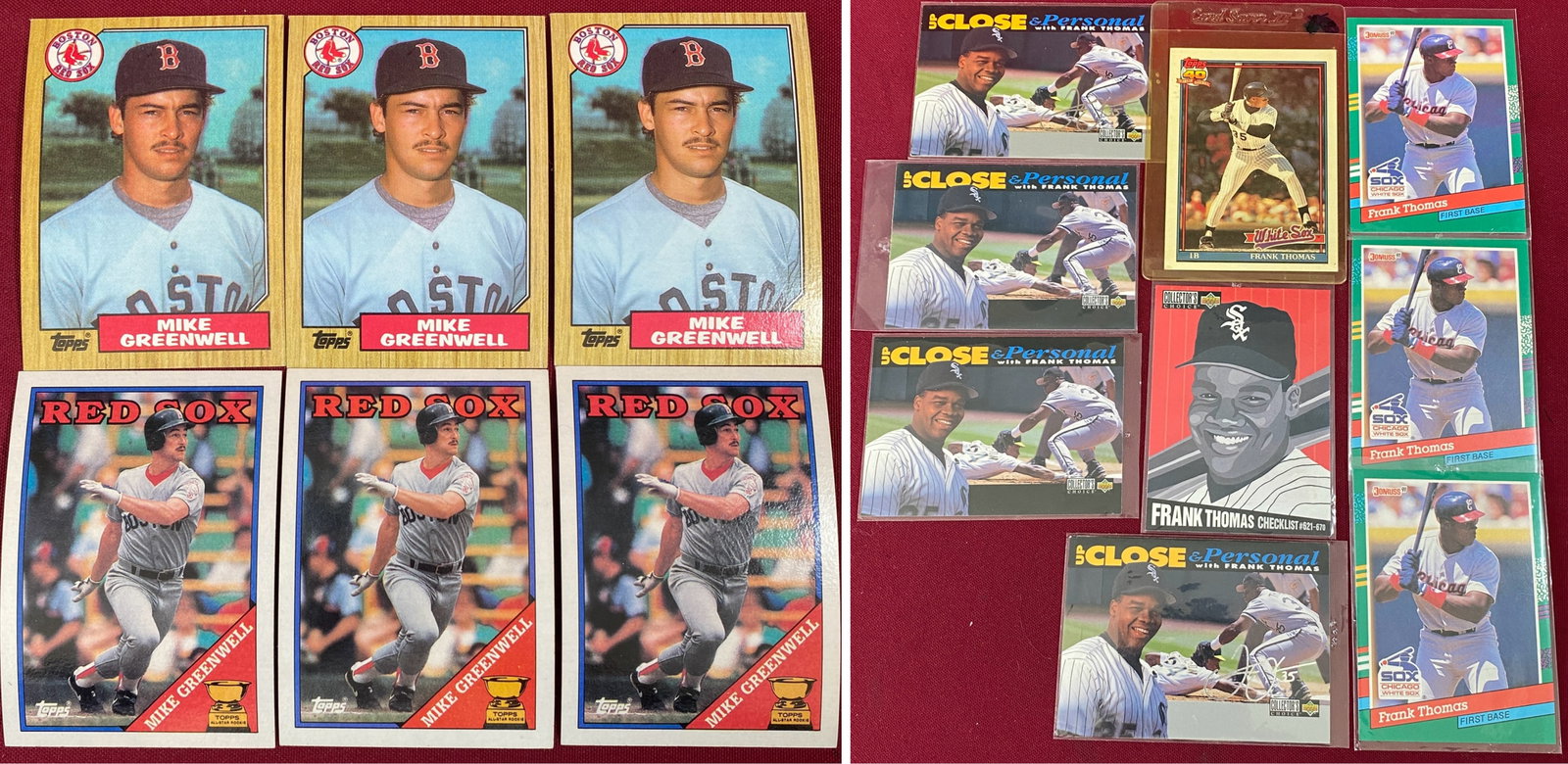 Assorted Collectible Baseball Cards - (6) TOPPS Boston Red Sox Mike Greenwell Cards - (3) #259 & (3): Assorted Collectible Baseball Cards - (6) TOPPS Boston Red Sox Mike Greenwell Cards - (3) #259 & (3) #493, (3) 91' Donruss #477, TOPPS #79, (4) Upper Deck #640 & #327
