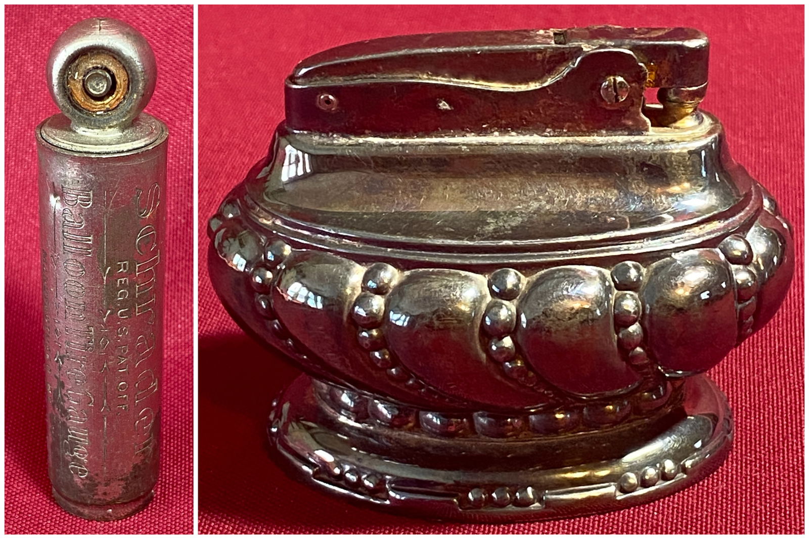 Schrader Balloon Tire Gauge & Old Ronson Crown Table Cigarette Lighter: Schrader Balloon Tire Gauge & Old Ronson Crown Table Cigarette Lighter