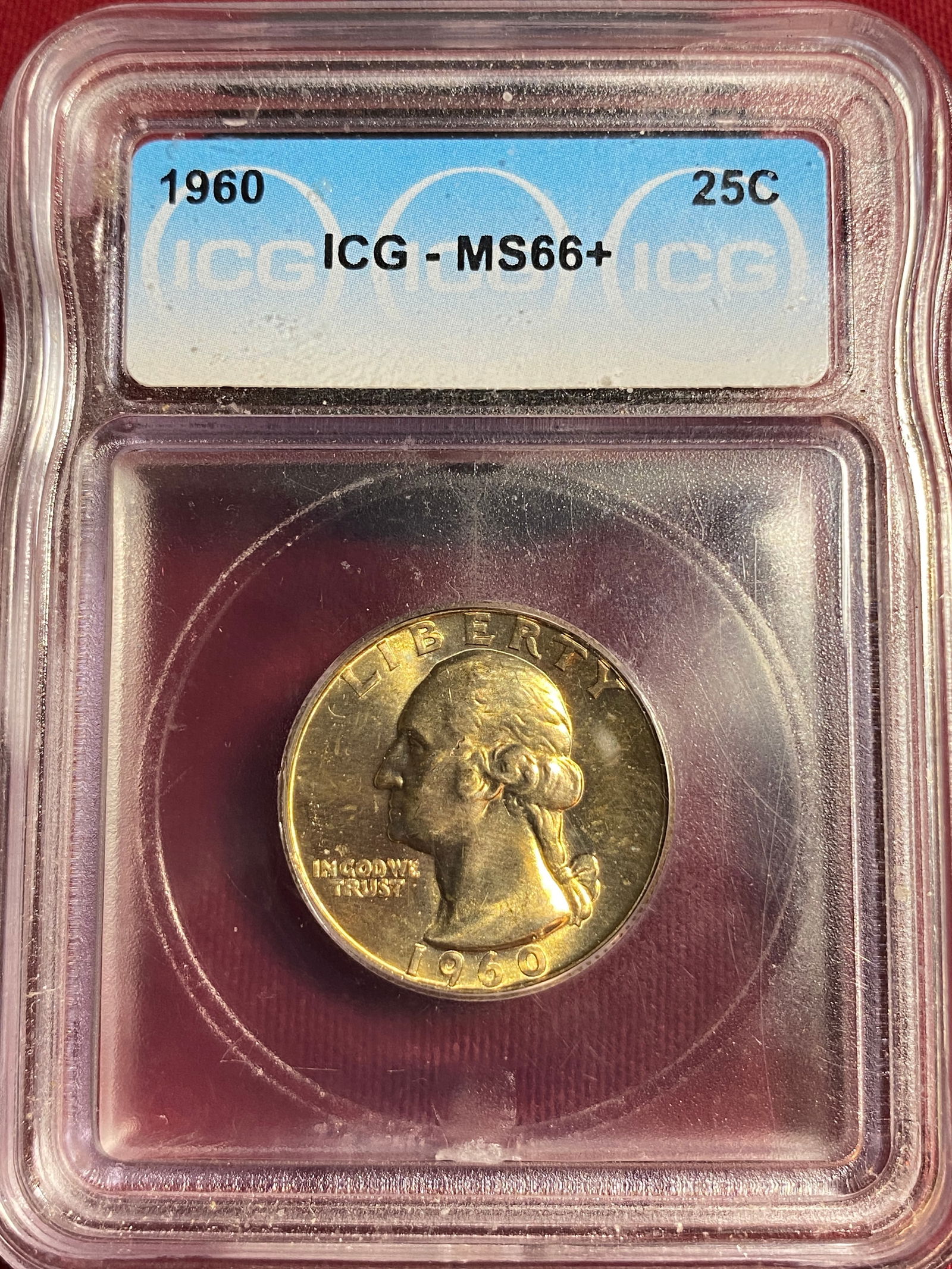 Graded 1960 Washington Silver Quarter - MS66+ by ICG: Graded 1960 Washington Silver Quarter - MS66+ by ICG