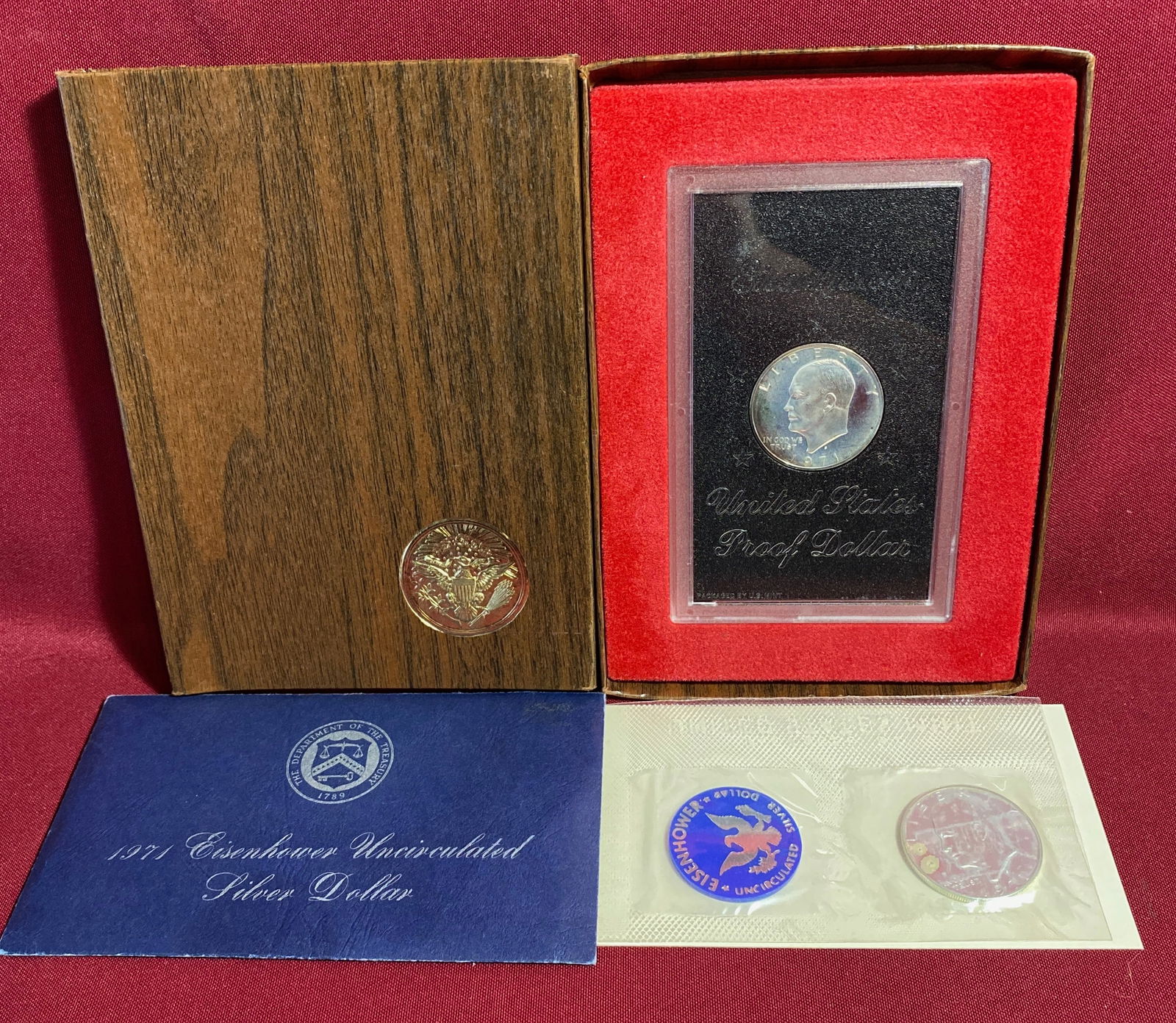 Two Eisenhower Silver Dollars - 1971 Proof & 1971 Uncirculated (1 of 5)