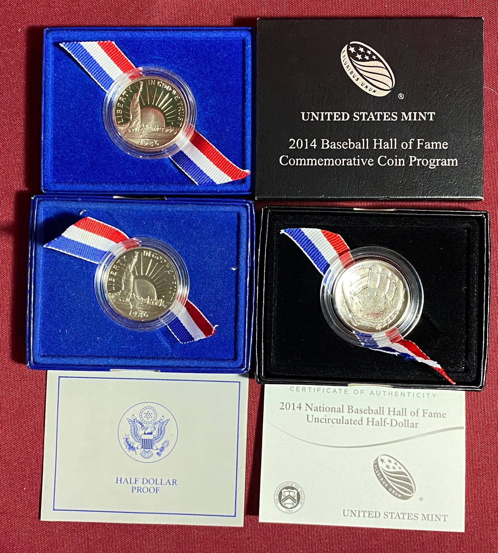 Three Commemorative Half Dollars - (2) 1986 Statue of Liberty & (1) 2014-D Baseball Hall of Fame - (1 of 7)