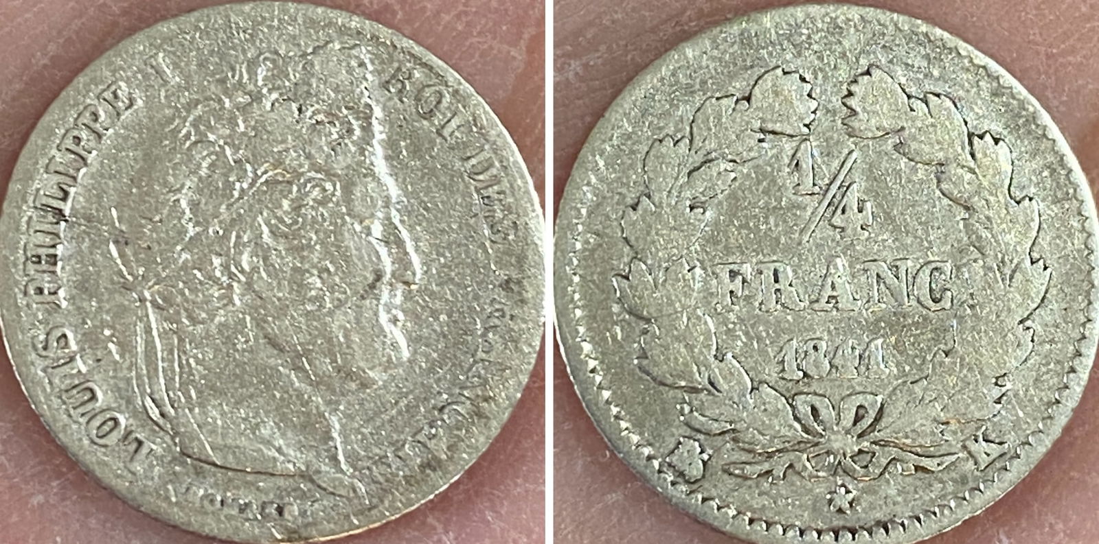 1841 France Silver 1/4 Franc Louis-Phillippe (1 of 4)