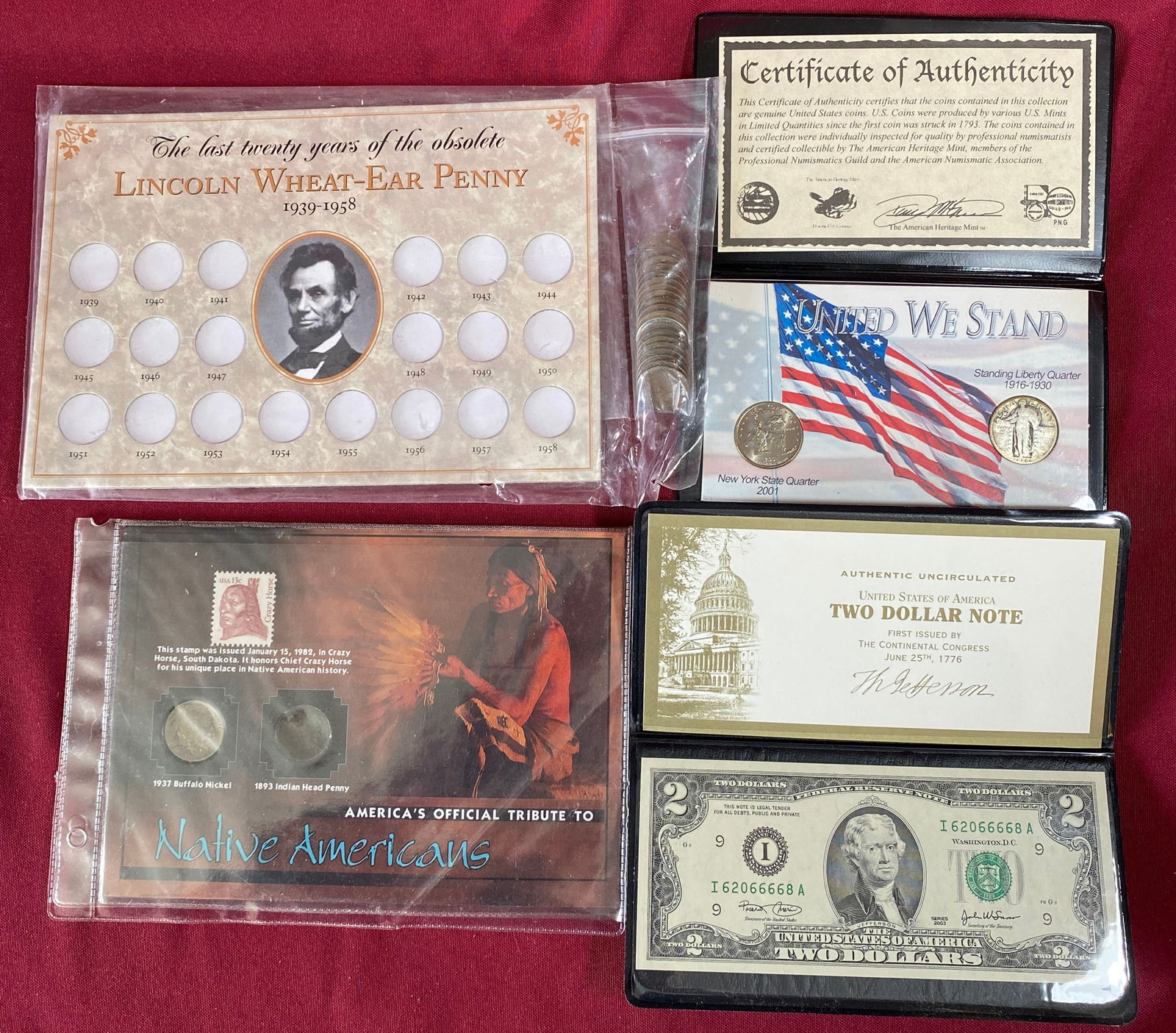 Three U.S. Coin Sets and 2003 Uncirculated $2 Note: Three U.S. Coin Sets and 2003 Uncirculated $2 Note