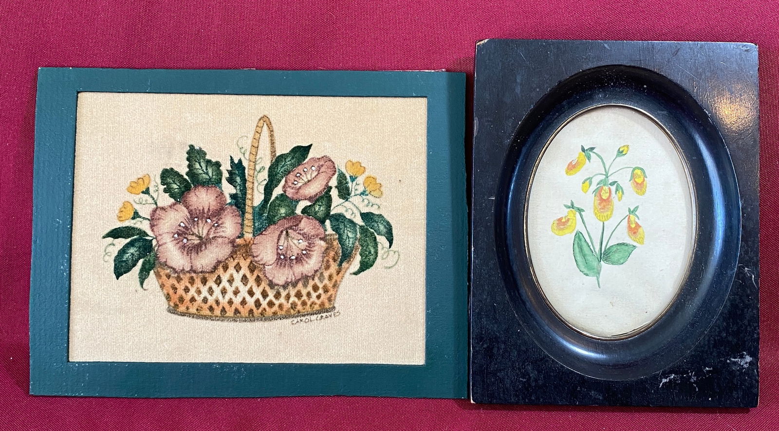 Small Theorem Signed Carol Graves & Small Framed Watercolor of Lady Slippers: Small Theorem Signed Carol Graves & Small Framed Watercolor of Lady Slippers