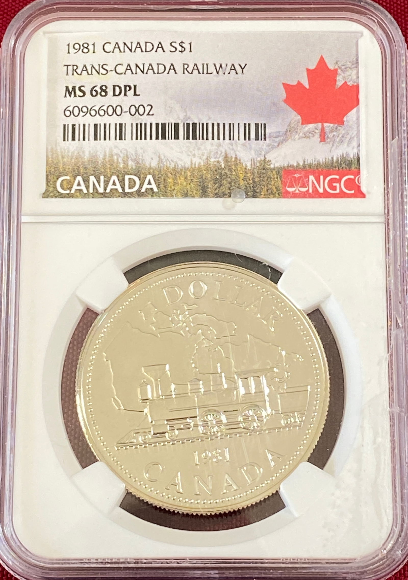 Graded 1981 Canada Trans-Canada Railway Silver Dollar - MS68 DPL by NGC: Graded 1981 Canada Trans-Canada Railway Silver Dollar - MS68 DPL by NGC