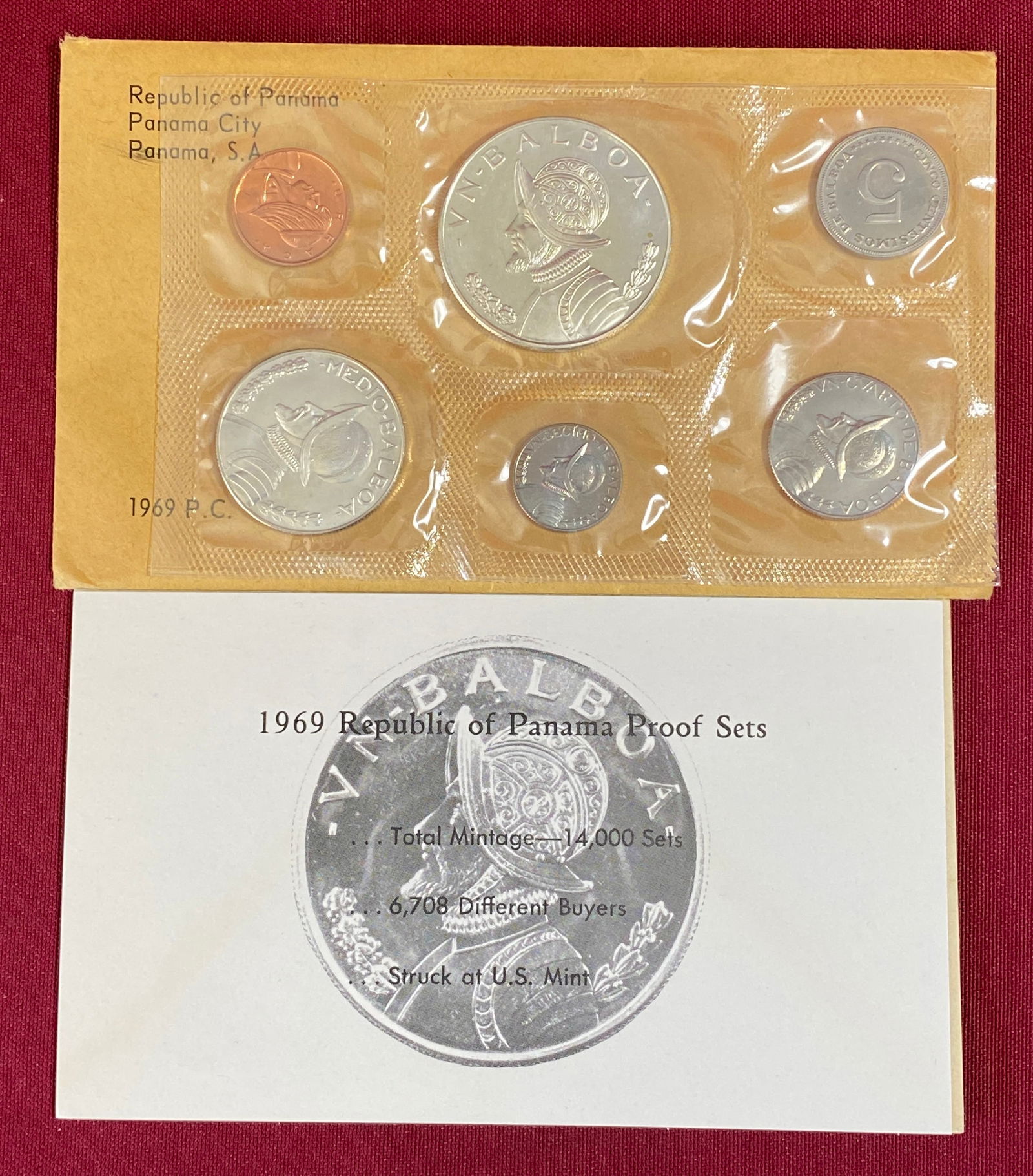 1969 Republic of Panama Silver Proof Set - Includes Silver Dollar & Half Dollar: 1969 Republic of Panama Silver Proof Set - Includes Silver Dollar & Half Dollar