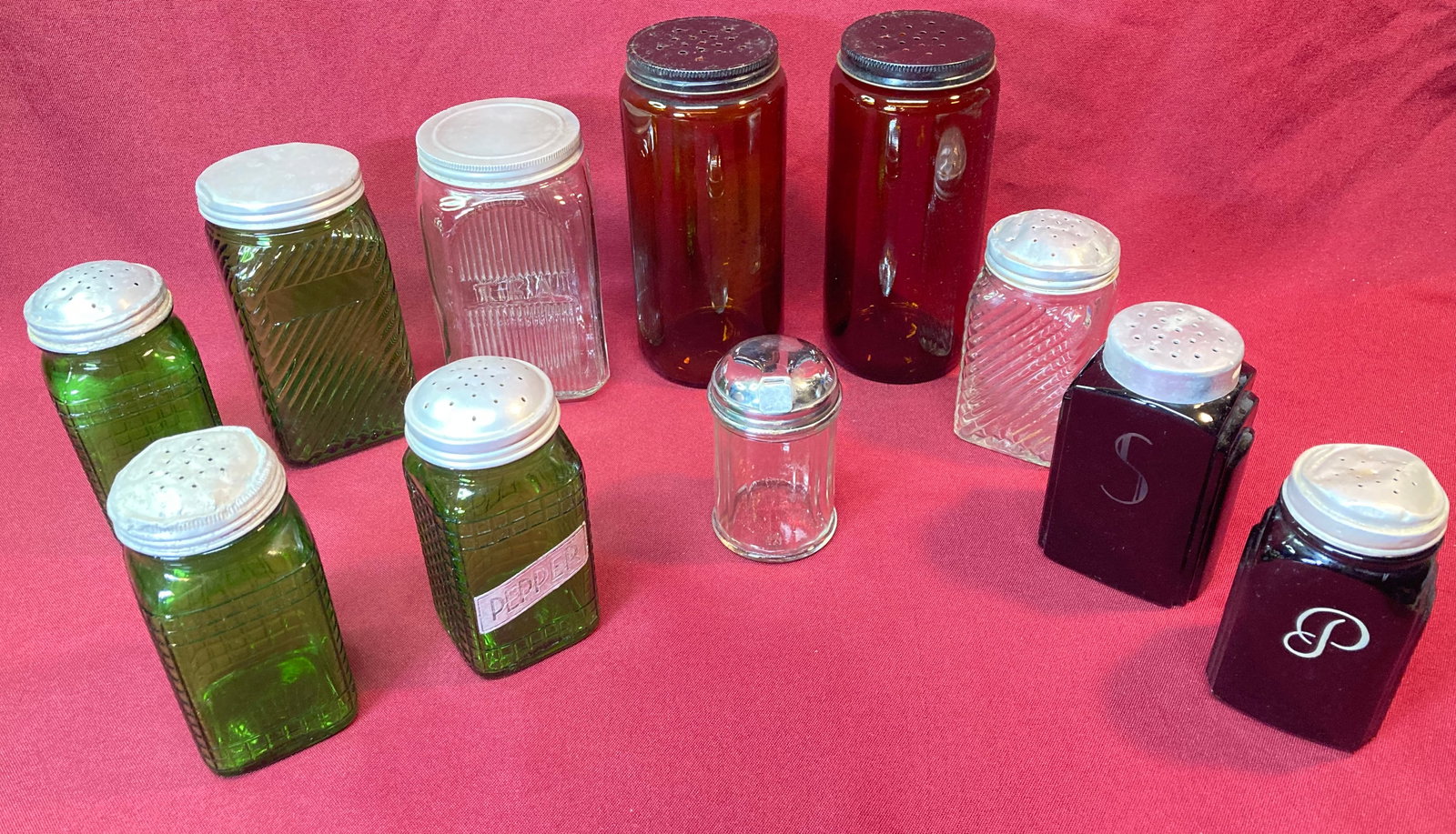 Assortment of Glass Canisters Salt, Pepper, and Spices: Assortment of Glass Canisters Salt, Pepper, and Spices