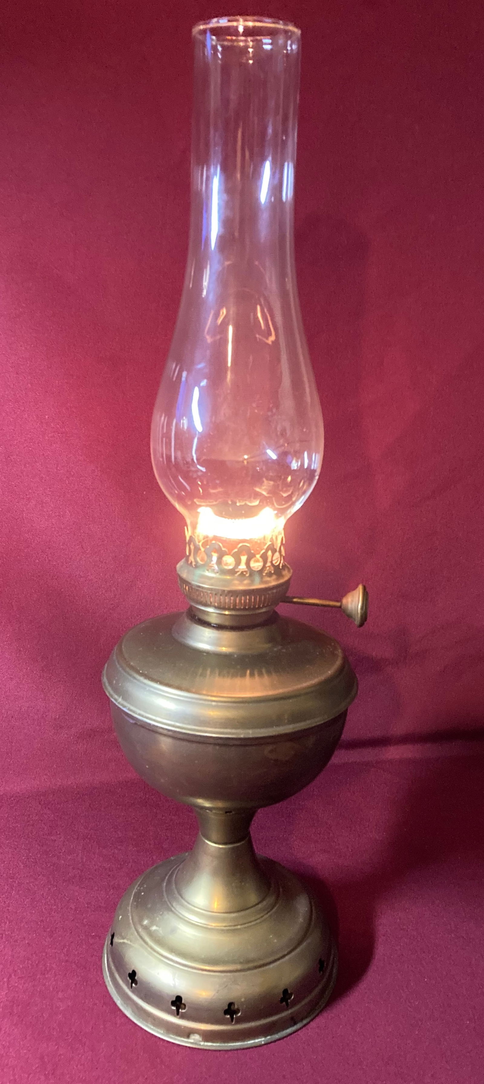 Vintage Brass Oil Lantern with Chimney - 20.5" - Absolutely No Shipping (1 of 4)