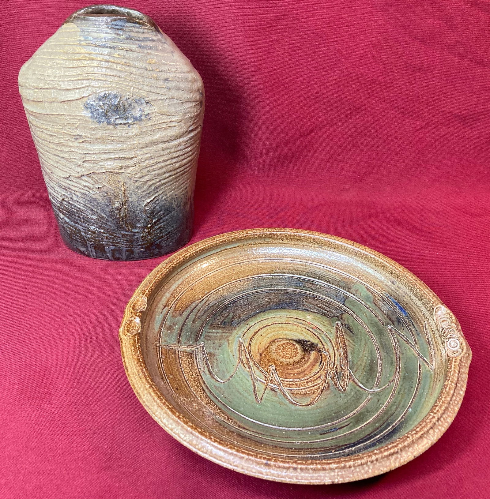 Two Handmade Artisan Signed Pieces of Decorative Pottery - Absolutely No Shipping: Two Handmade Artisan Signed Pieces of Decorative Pottery - Absolutely No Shipping
