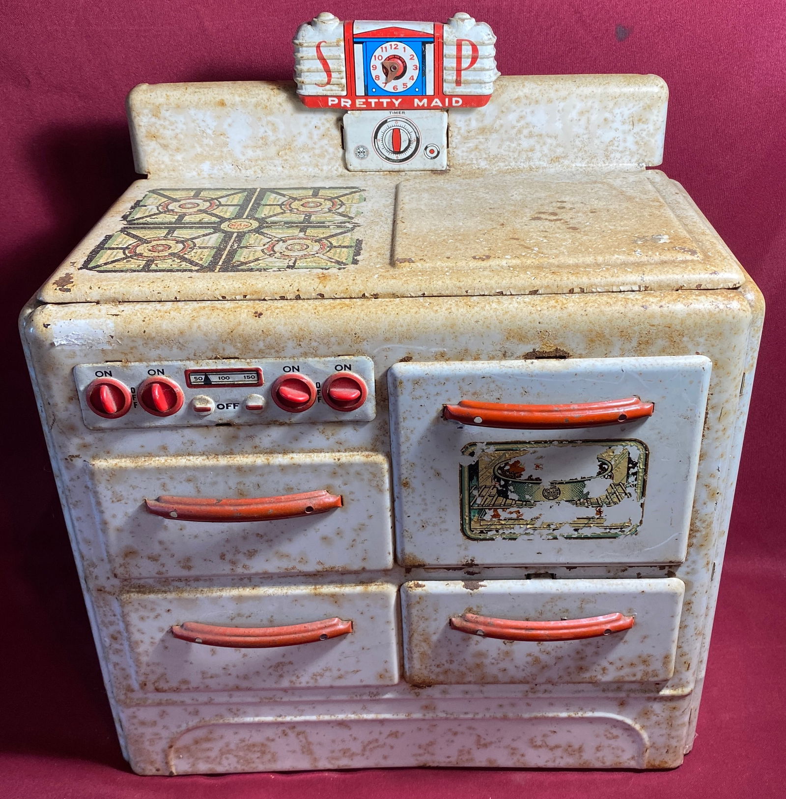 Older Metal Marx 'Pretty Maid Play Stove' (1 of 6)