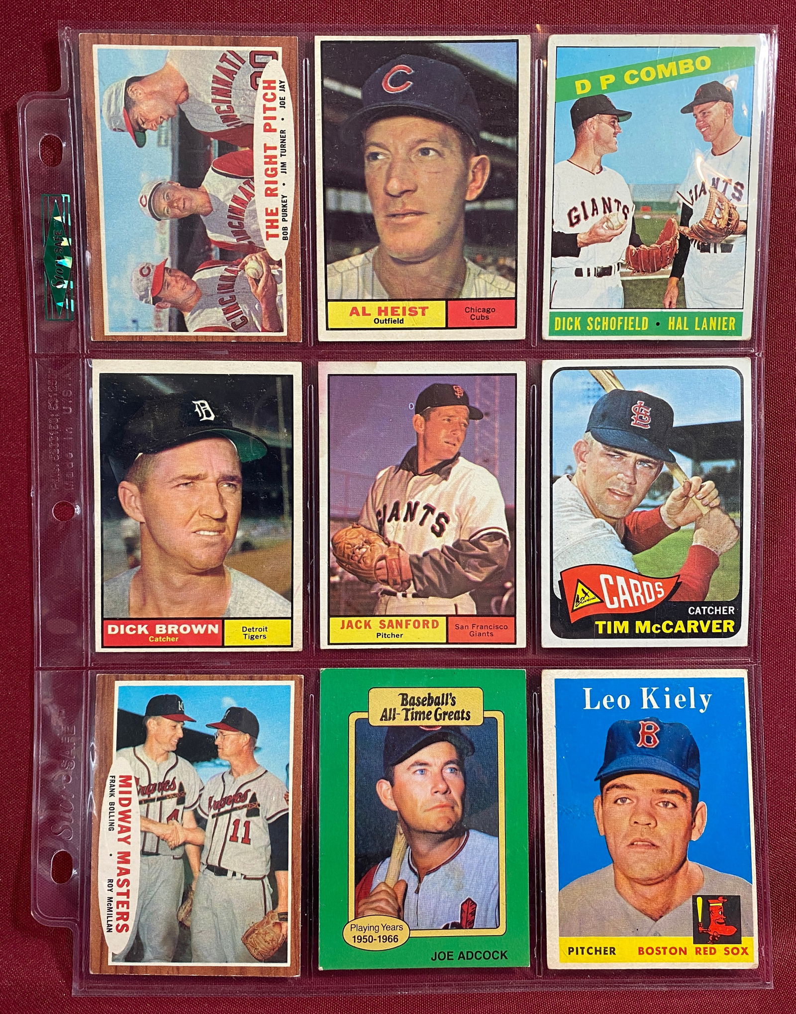 Nine Older Baseball Cards Including Jack Sanford, Dick Brown, Leo Kiely, Joe Adcock, Etc. (1 of 3)