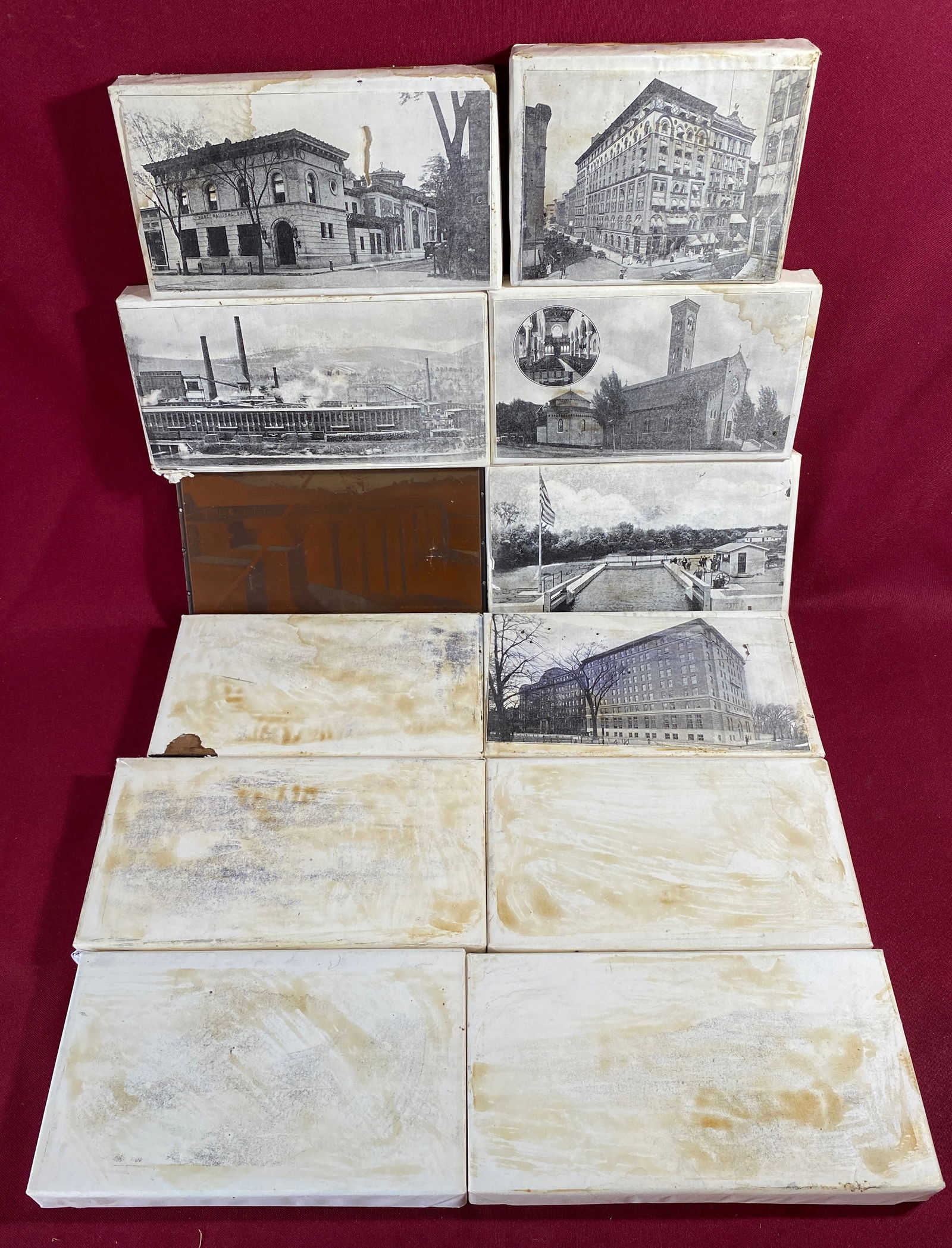 Twelve Older Ink Block Stamps - (11) Factory Sealed - Mostly Architecture - Absolutely No Shipping: Twelve Older Ink Block Stamps - (11) Factory Sealed - Mostly Architecture - Absolutely No Shipping