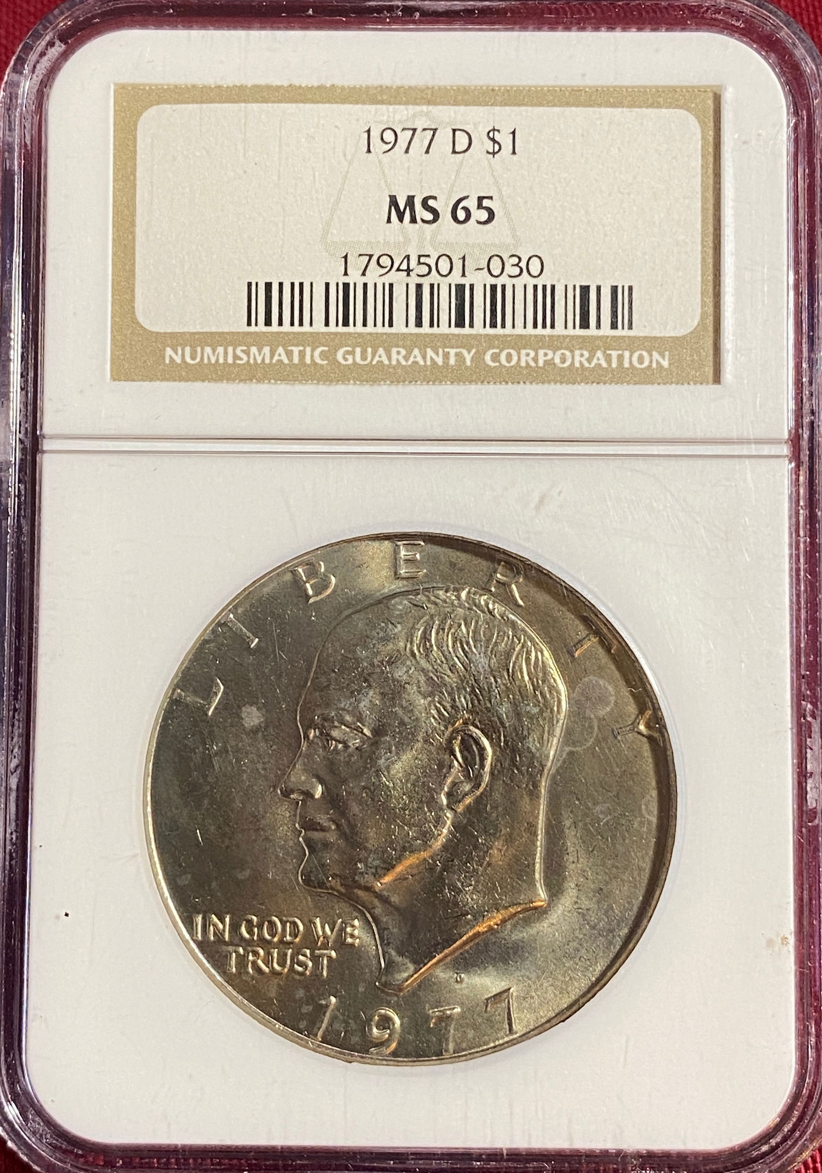 Graded 1977-D Eisenhower Dollar - MS65 by NGC: Graded 1977-D Eisenhower Dollar - MS65 by NGC