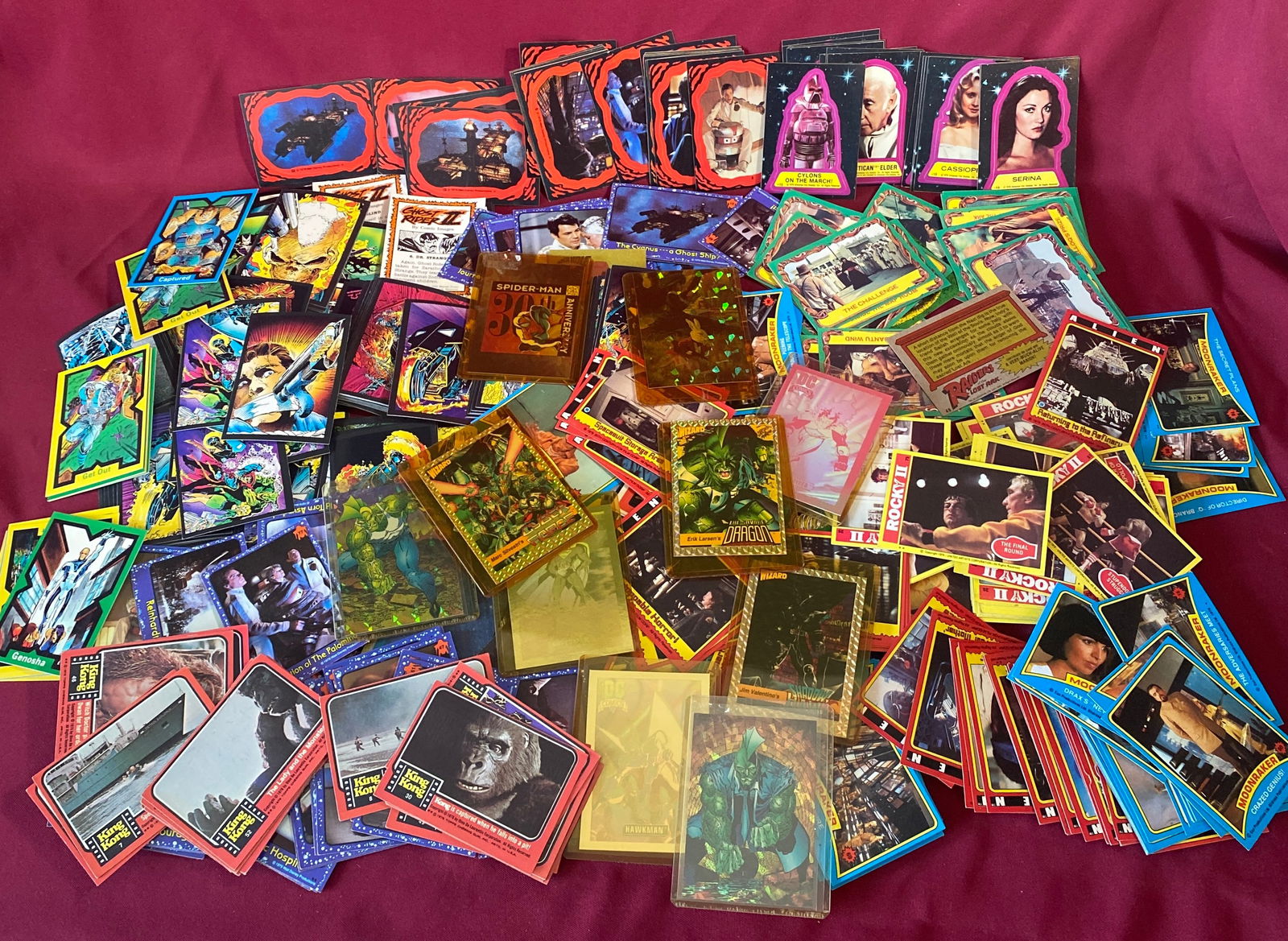 Large Assortment of Older Collectible Cards & Stickers - King Kong, James Bond, Rocky, Wizard, Etc.: Large Assortment of Older Collectible Cards & Stickers - King Kong, James Bond, Rocky, Wizard, Etc.