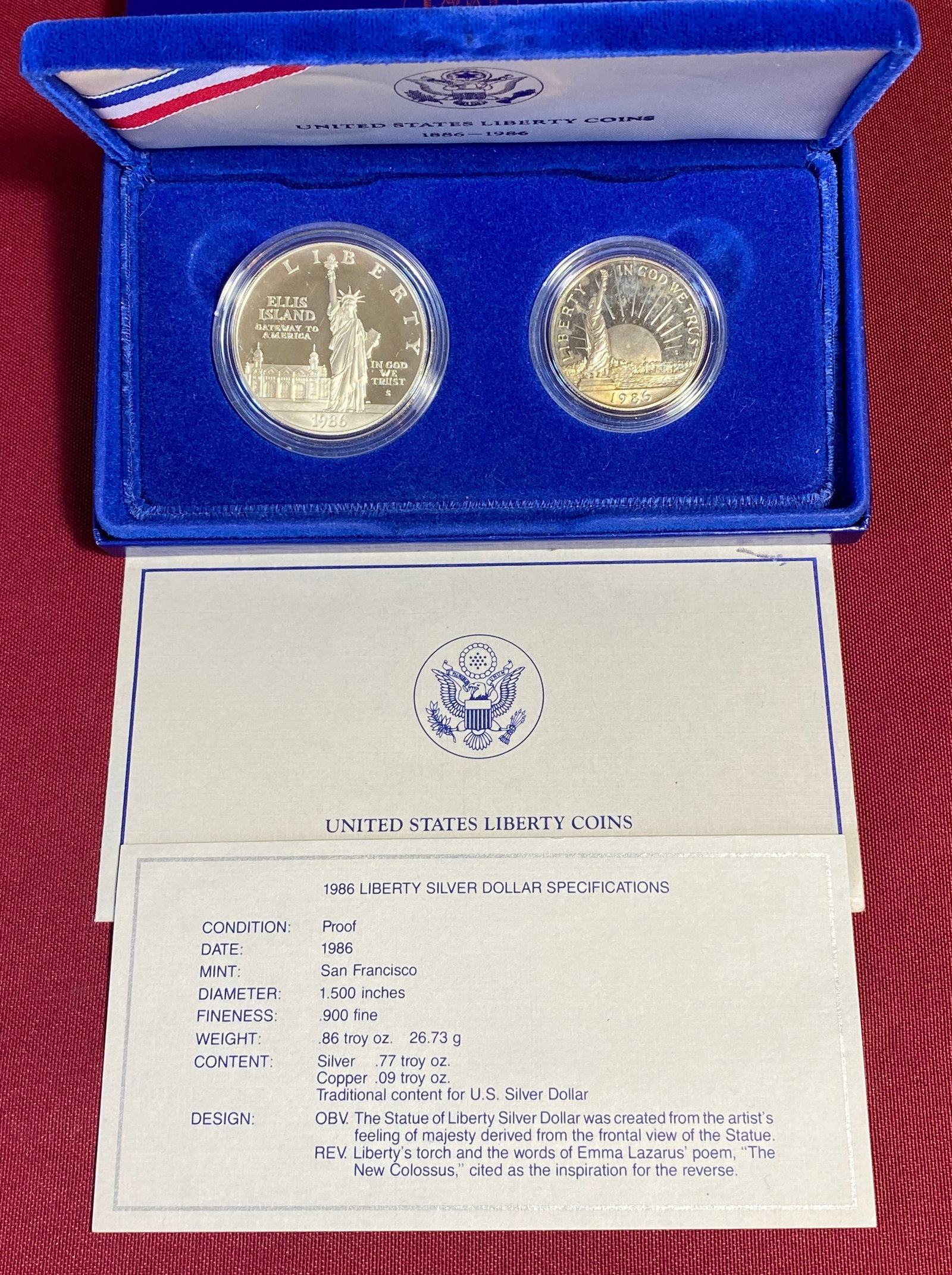 1986 Statue of Liberty Commemorative Coin Set - Includes Silver Dollar (1 of 6)