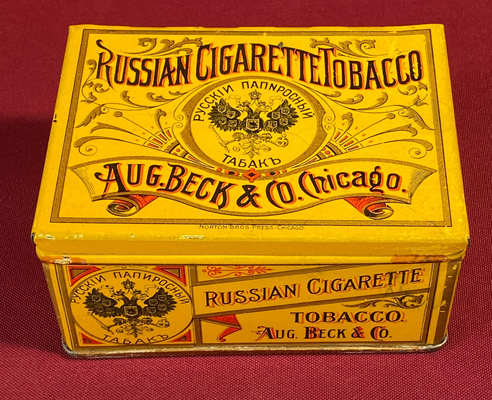 Russian Cigarette Tobacco Co. Advertising Tin: Russian Cigarette Tobacco Co. Advertising Tin