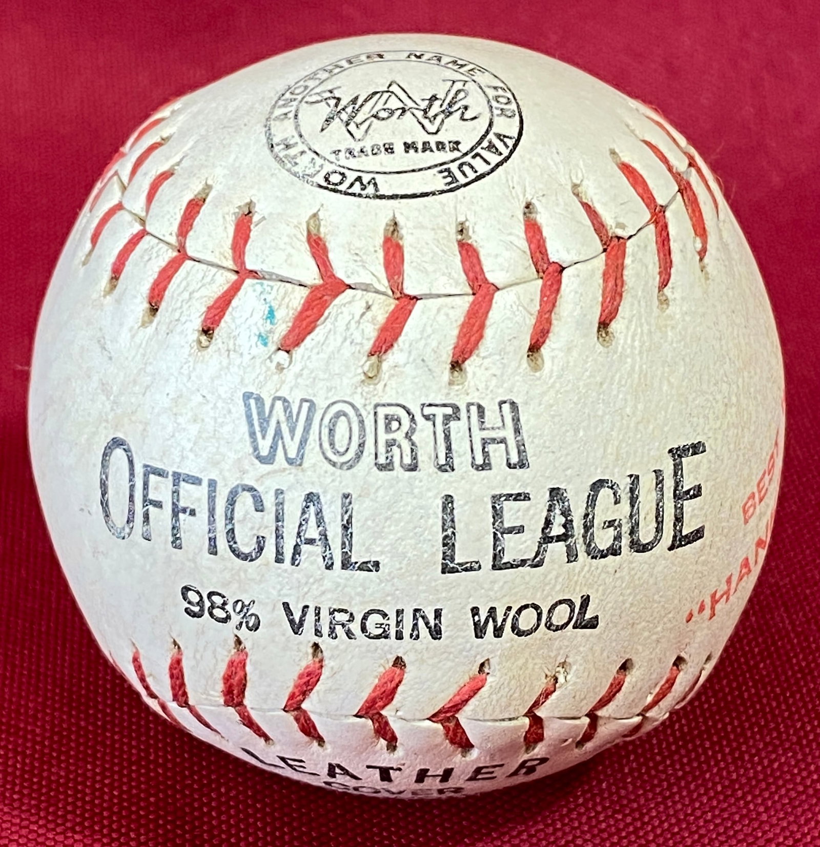1940s-50s Vintage Worth Official League 2" Baseball - No. 912-C Stamped 'Best Wishes 'Hank' Duncan': 1940s-50s Vintage Worth Official League 2" Baseball - No. 912-C Stamped 'Best Wishes 'Hank' Duncan'