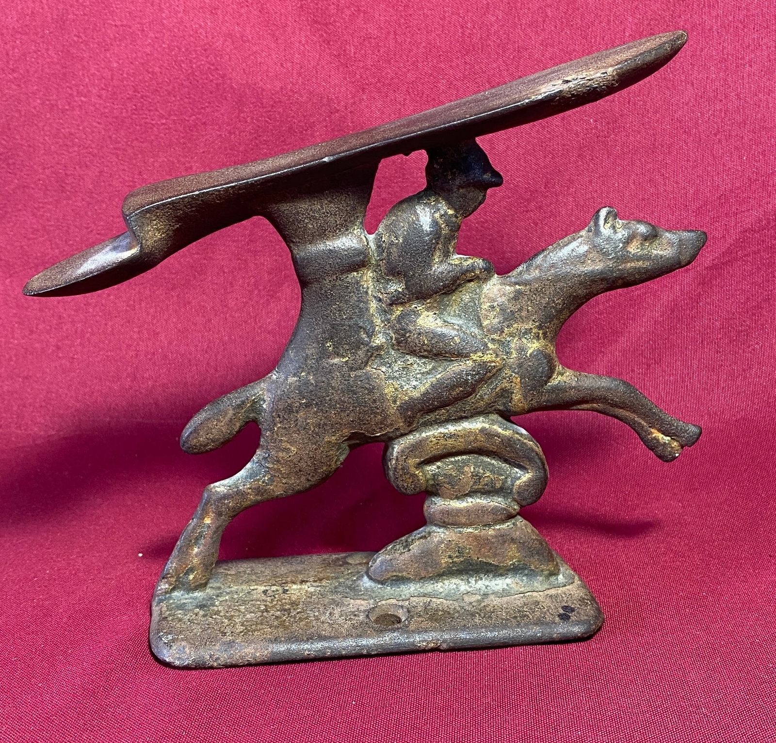 Antique Cast Iron Boot Scrape - Shoe Shine Rest - Cobbler Bench of Wood Base: Antique Cast Iron Boot Scrape - Shoe Shine Rest - Cobbler Bench of Wood Base