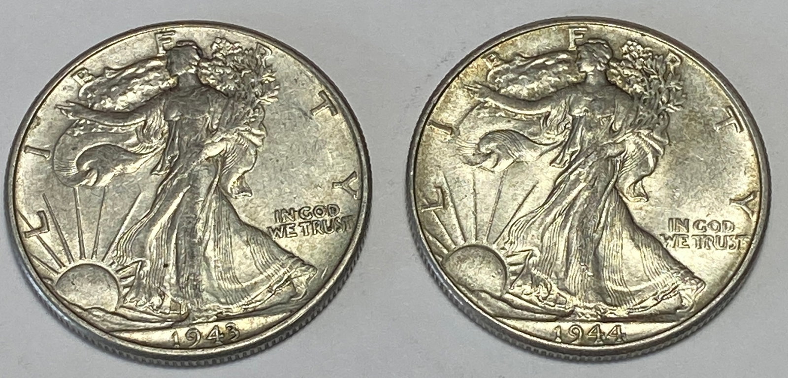 Two Walking Liberty Silver Half Dollars - 1943 & 1944 (1 of 5)