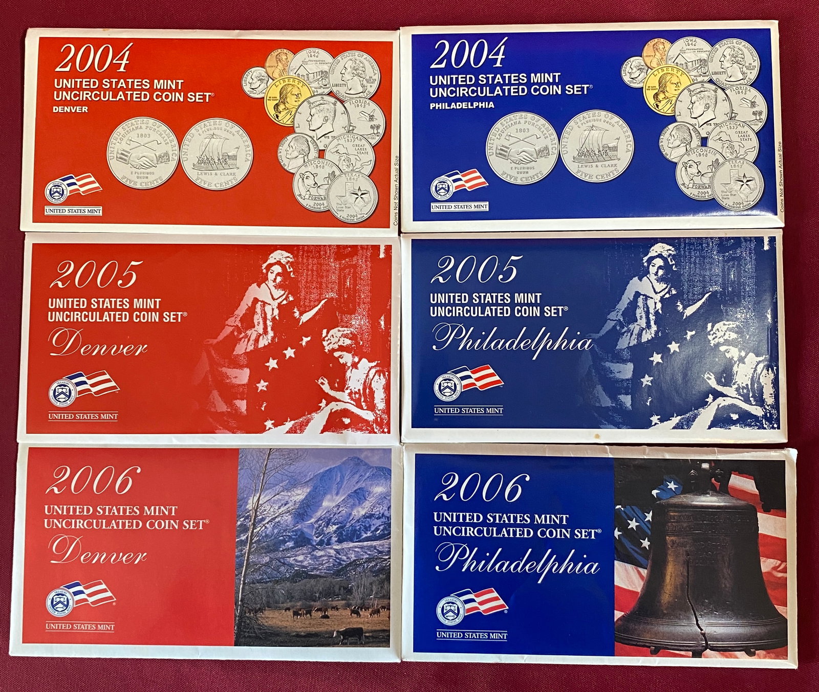 Six U.S. Mint Uncirculated Coin Set - P & D for All Years - 2004-2006 (1 of 2)