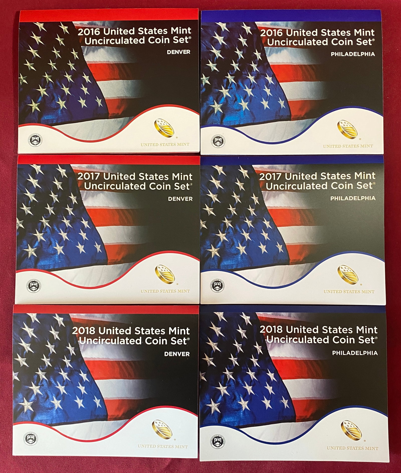 Six U.S. Mint Uncirculated Coin Set - P & D for All Years - 2016-2018 (1 of 5)