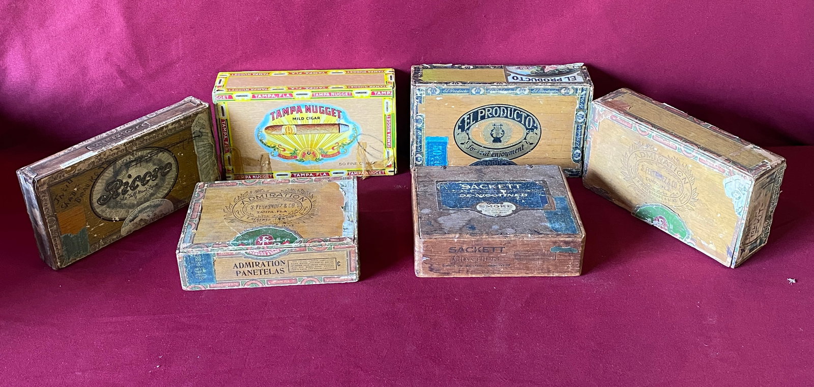 Old Wooden, Etc. Advertisement Cigar Boxes - Some with Paper Labels (1 of 4)
