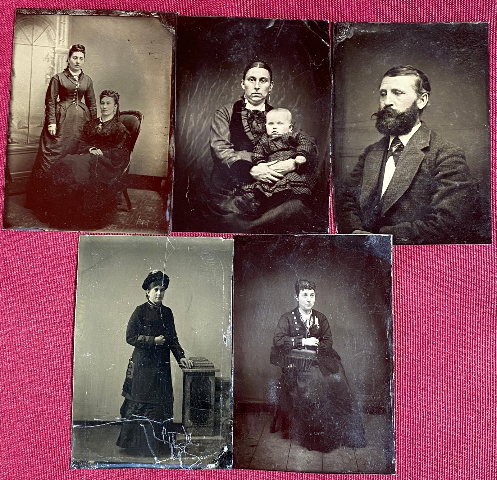Five Antique Tintype Photographs - Man, Woman, Child, Etc. (1 of 5)