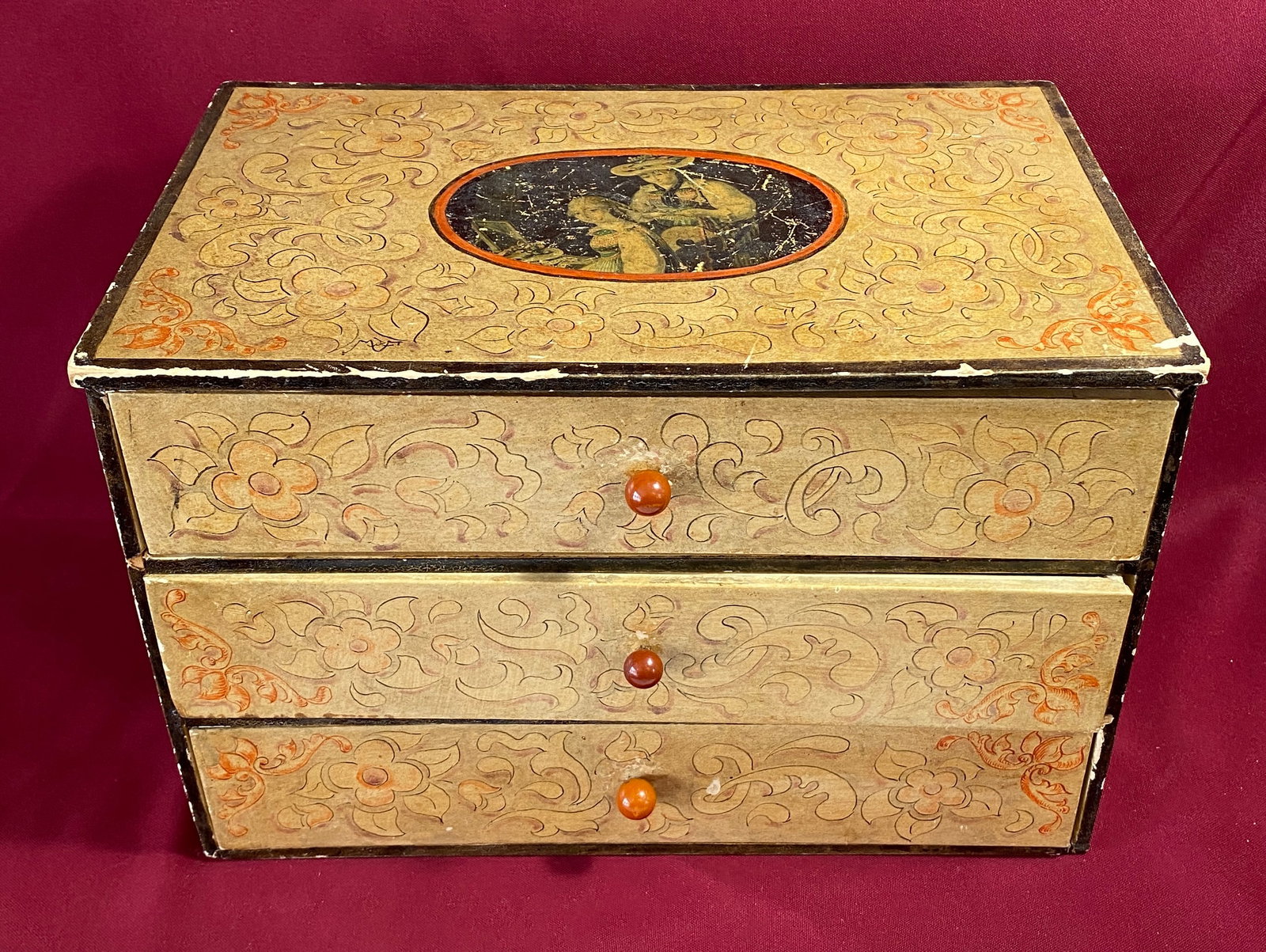 Older Ornate Three Drawer Box (1 of 6)