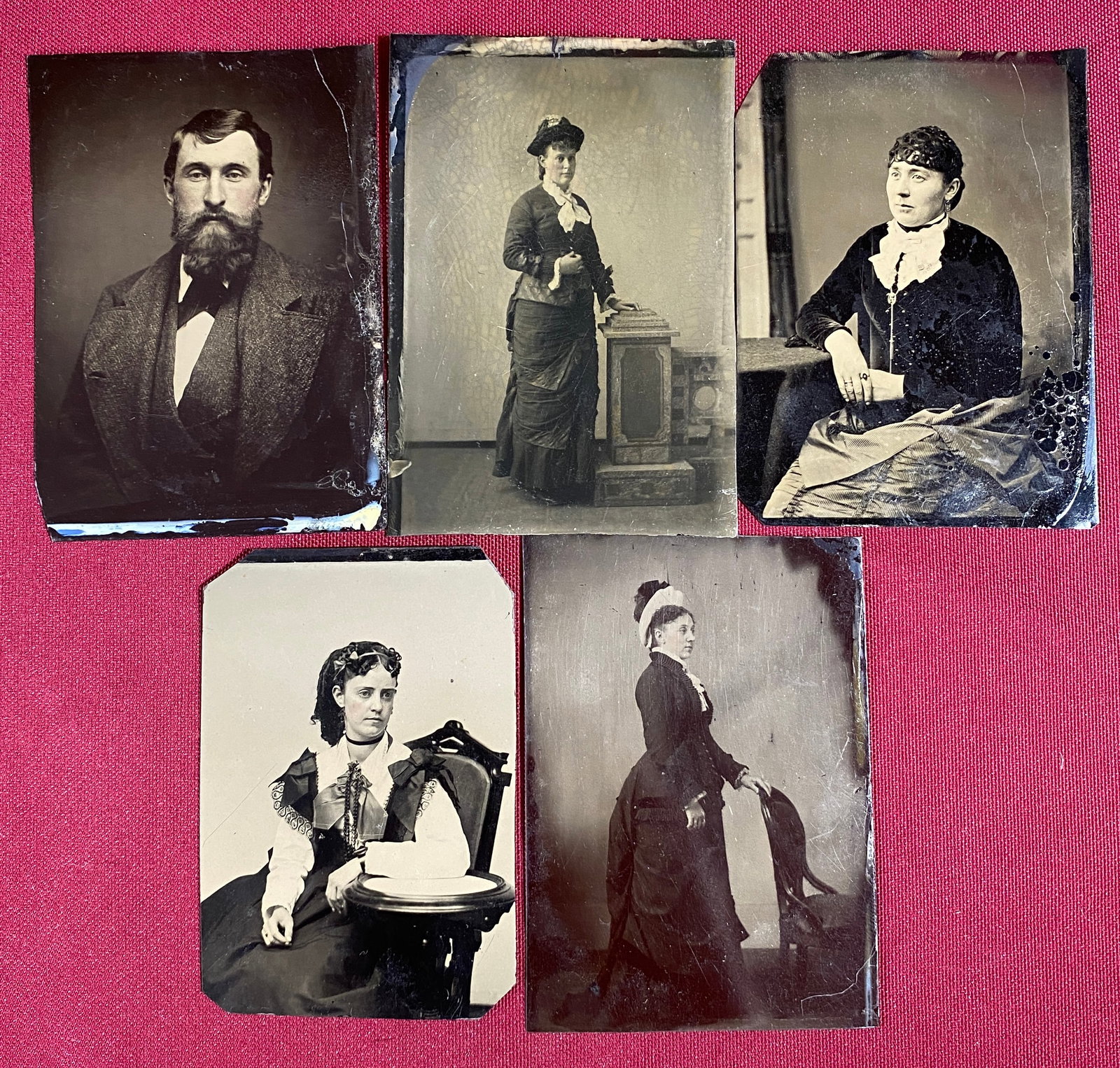 Five Tintype Photographs - Four Women and One Man (1 of 4)