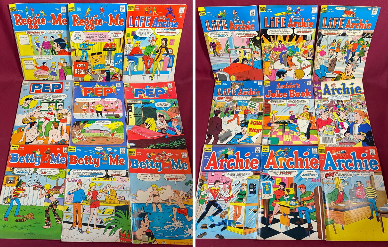 Eighteen Vintage Archie Series Comics ? (3) PEP, (5) Life with Archie, (2) Reggie and Me, (3) Betty (1 of 8)