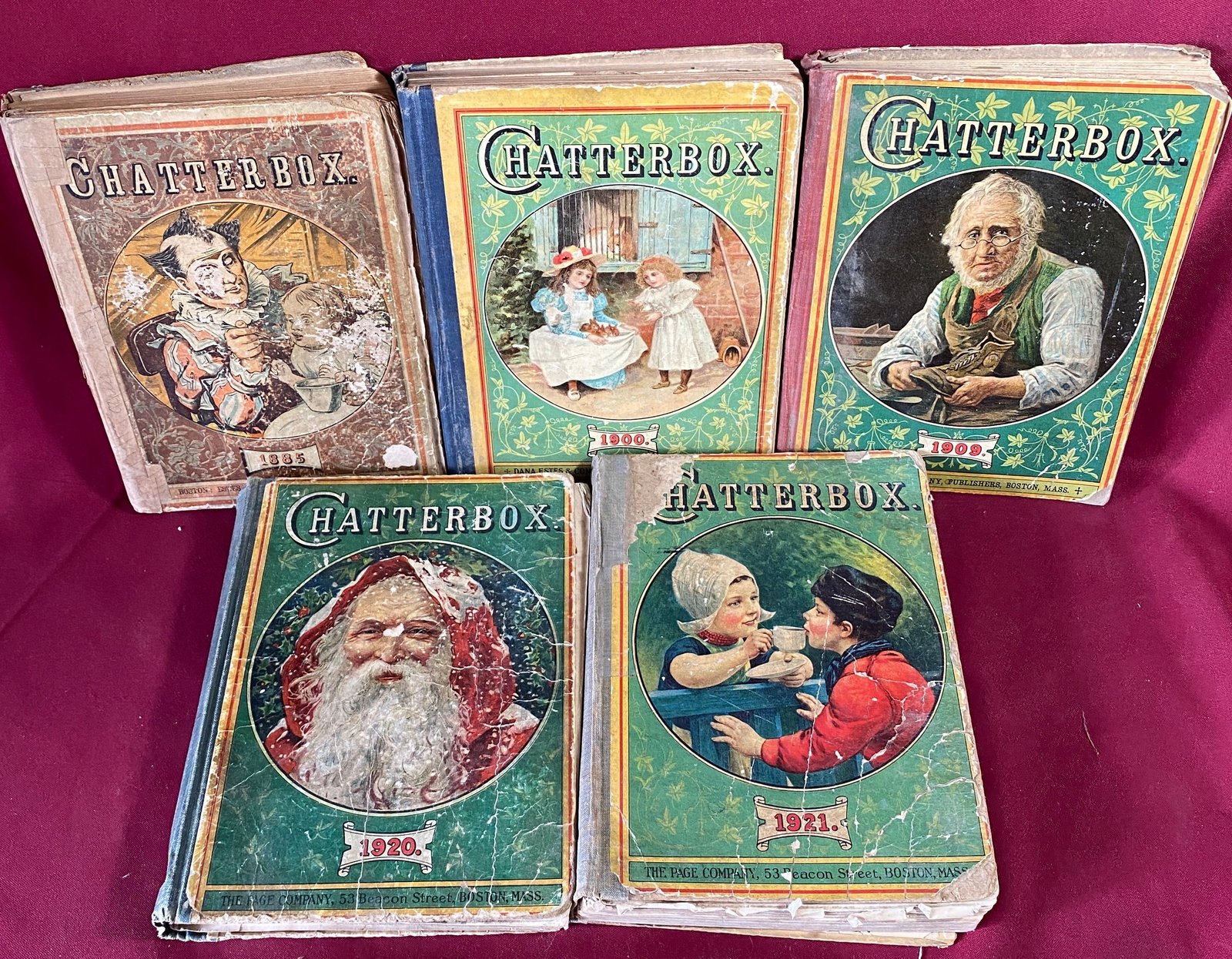 Five Antique Chatterbox. Hardcover Books - 1885, 1900, 1909, 1920, & 1921 (1 of 6)