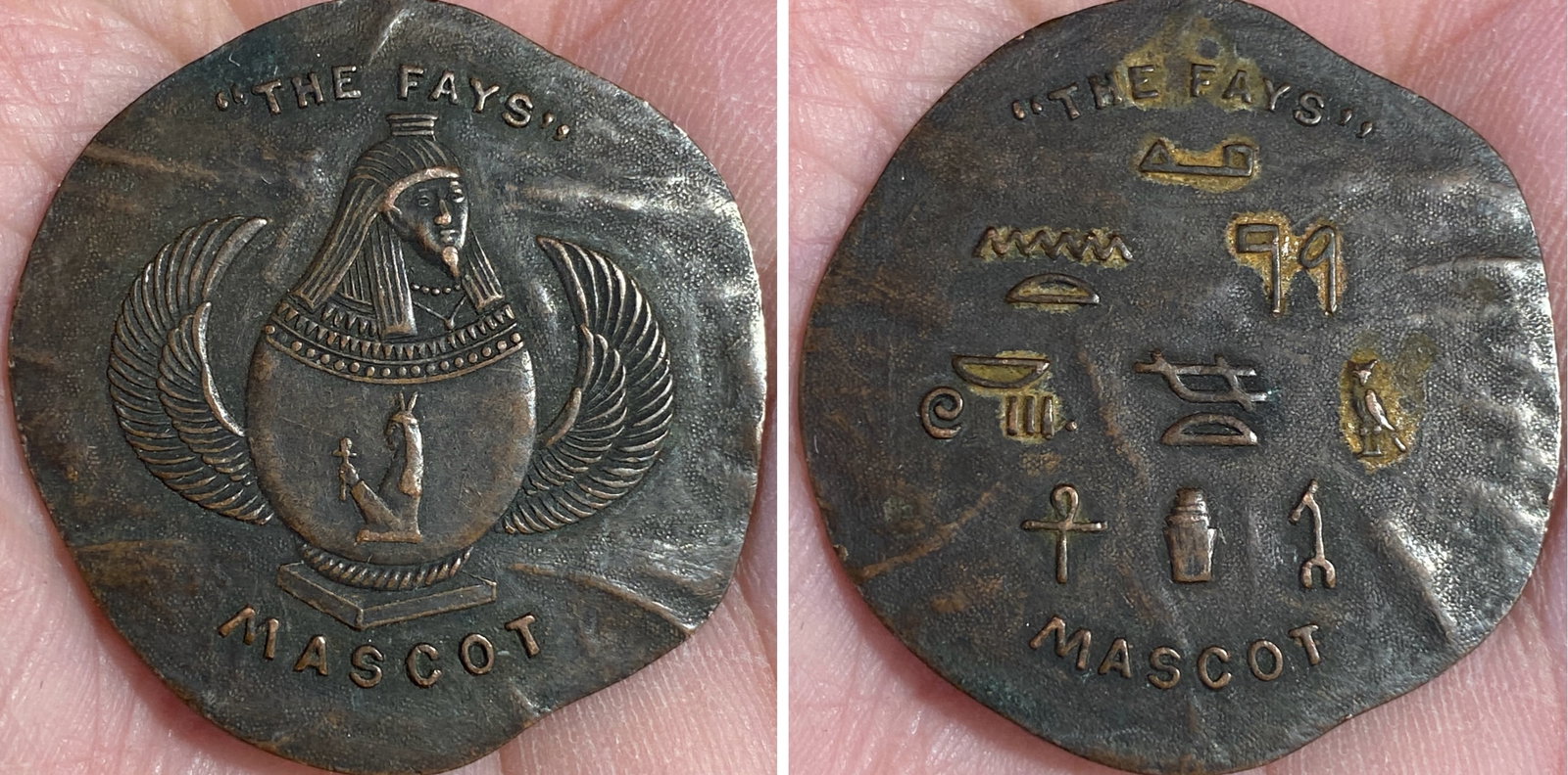 Antique 'The Fays' Mascot Token Promotional Item Used by Spiritualists in Late 1800s to Early 1920s: Antique 'The Fays' Mascot Token Promotional Item Used by Spiritualists in Late 1800s to Early 1920s