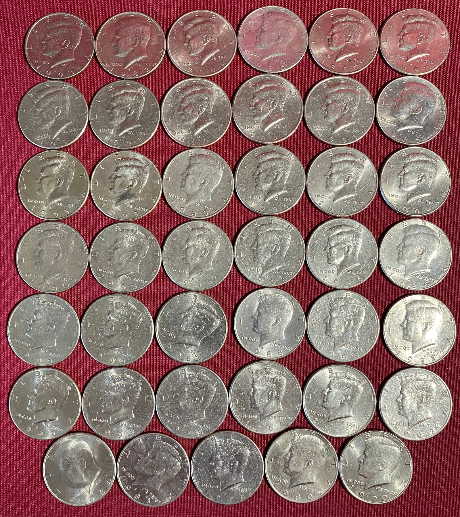 Forty-One Kennedy Half Dollars - 80s, 90s, 2000 (1 of 5)