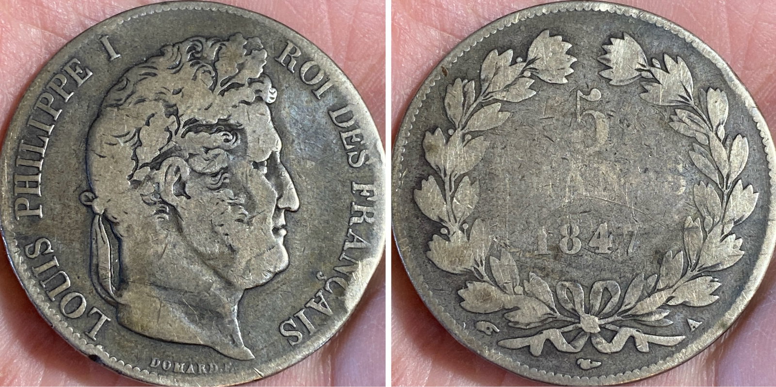 1847 Silver Five Franc Coin (1 of 4)