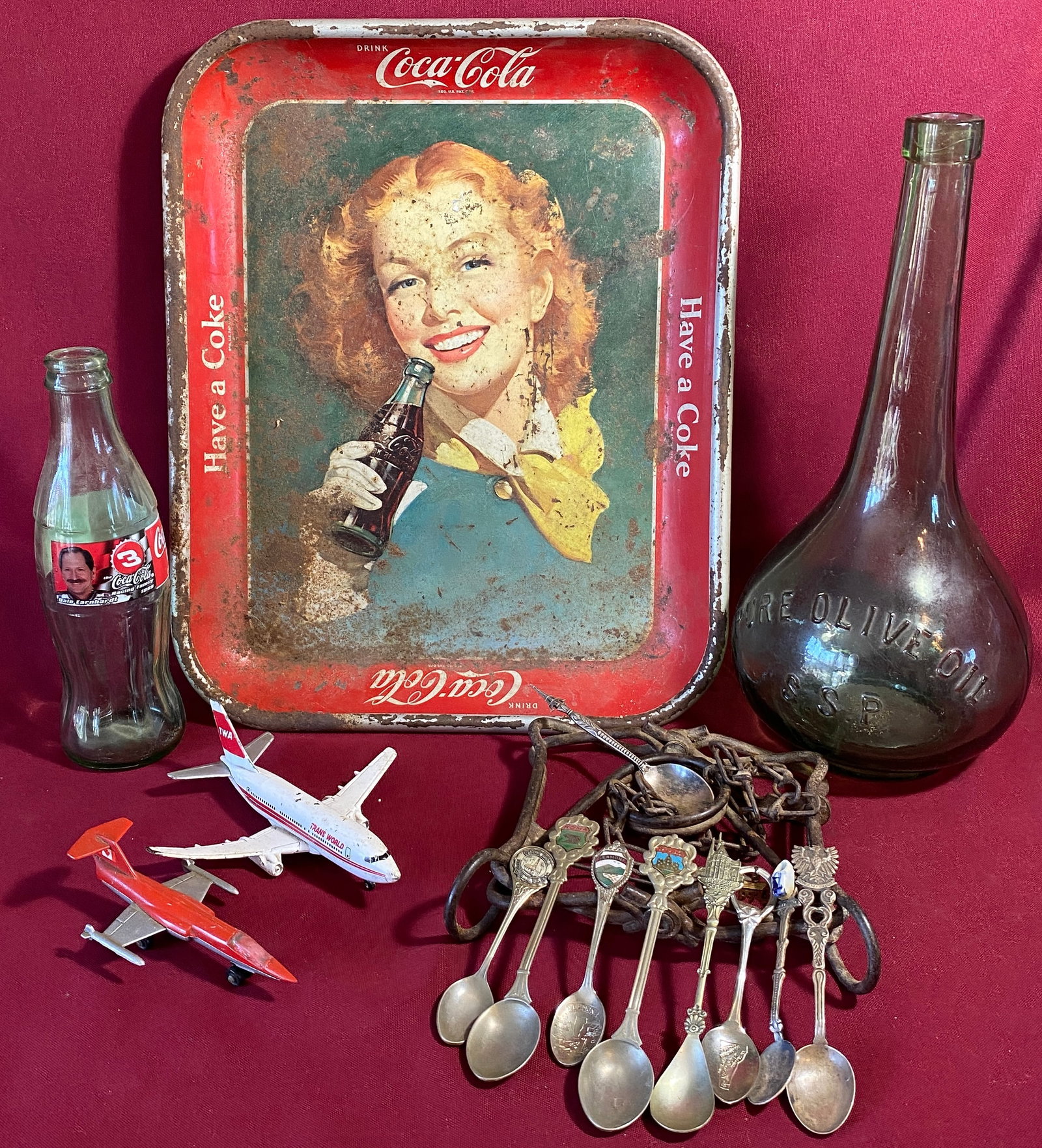Coca Cola Collectibles, Olive Oil Bottle, Souvenir Spoons, Airplane Toys, Etc. - Absolutely No (1 of 5)