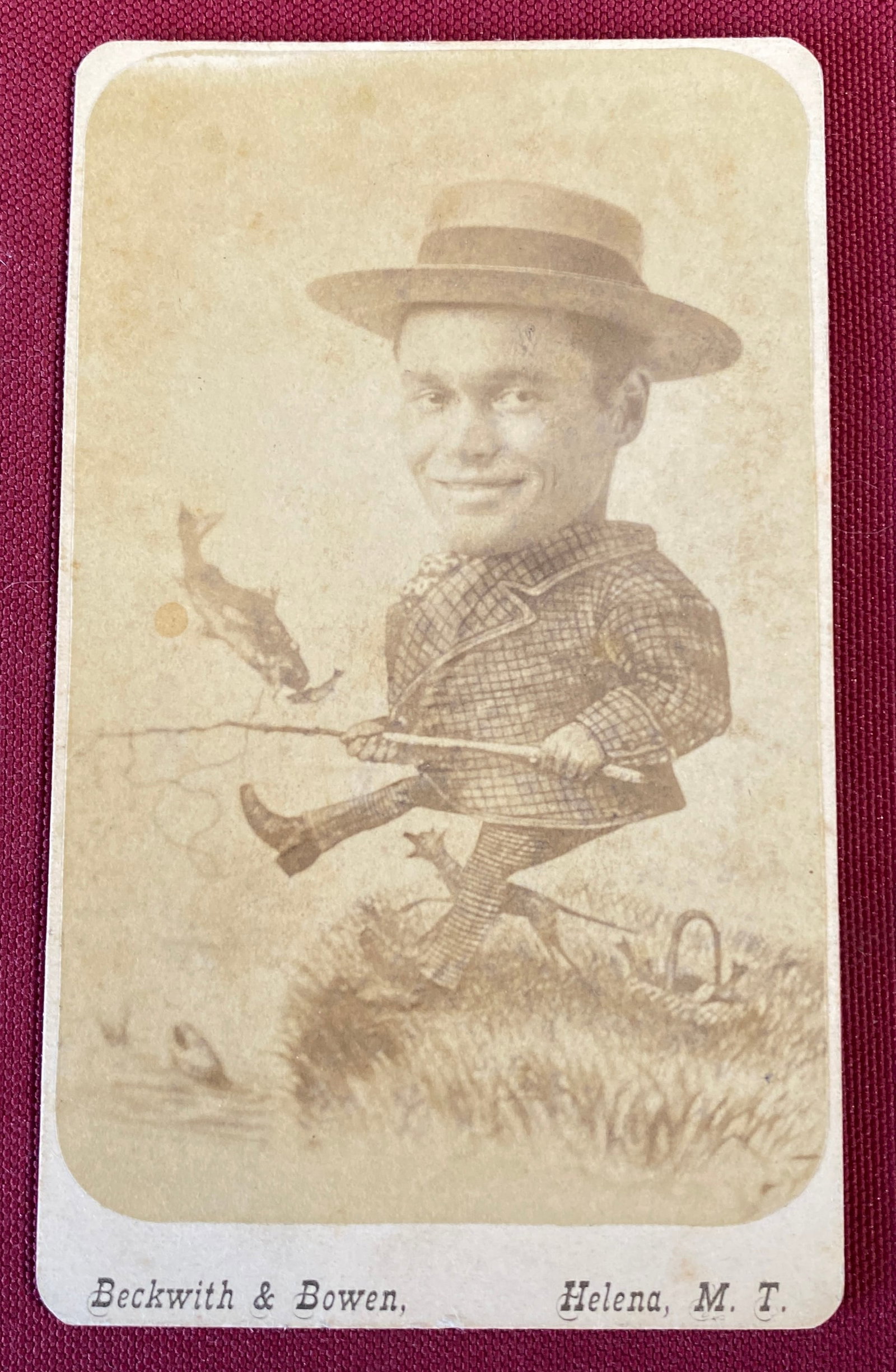 Caricature of a Man Fishing Cabinet Card by Beckwith & Bowen Studio (1 of 4)