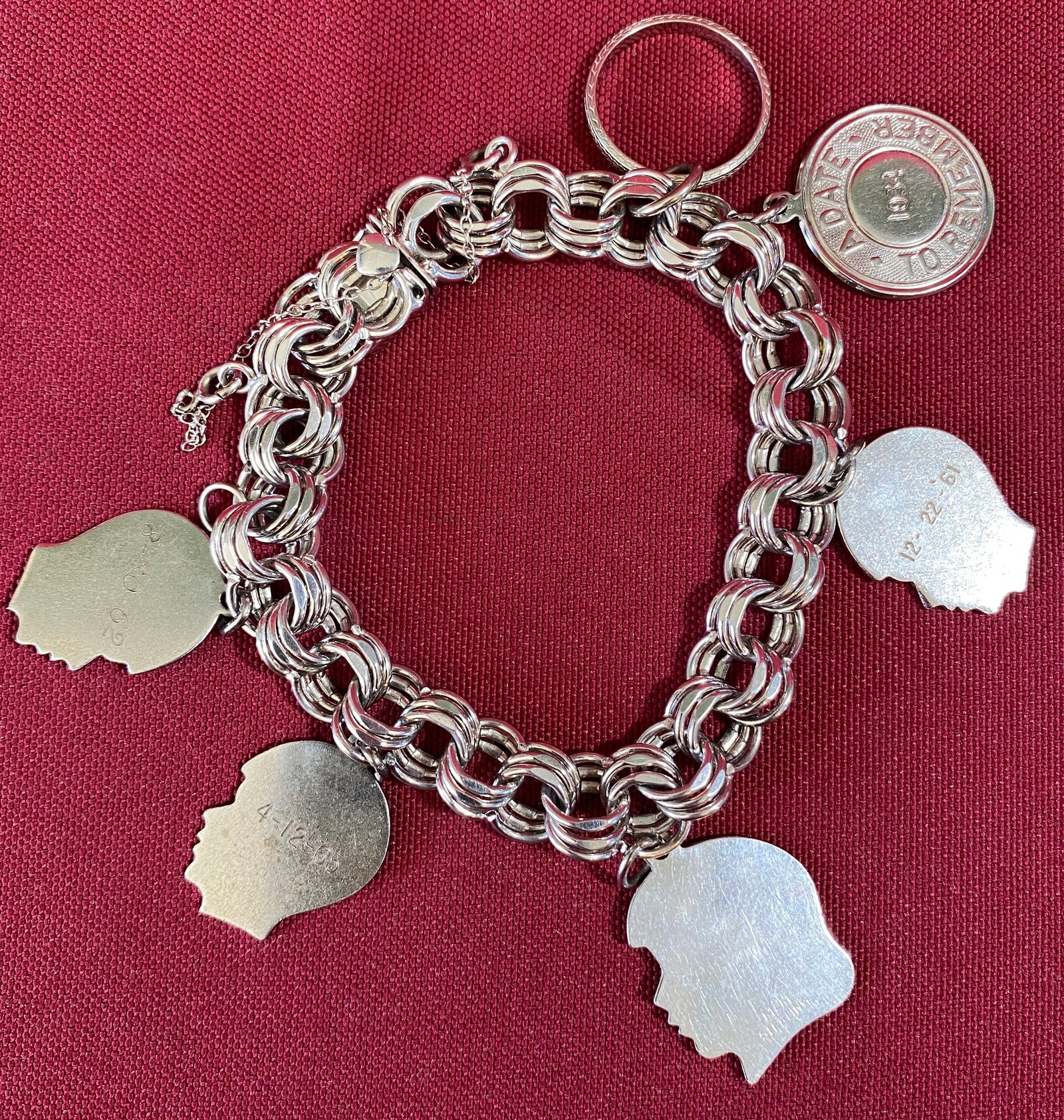 Sterling Silver Charm Bracelet - Includes 14K Gold Marked Ring (Weighing Approx .82 Grams) & Some (1 of 7)