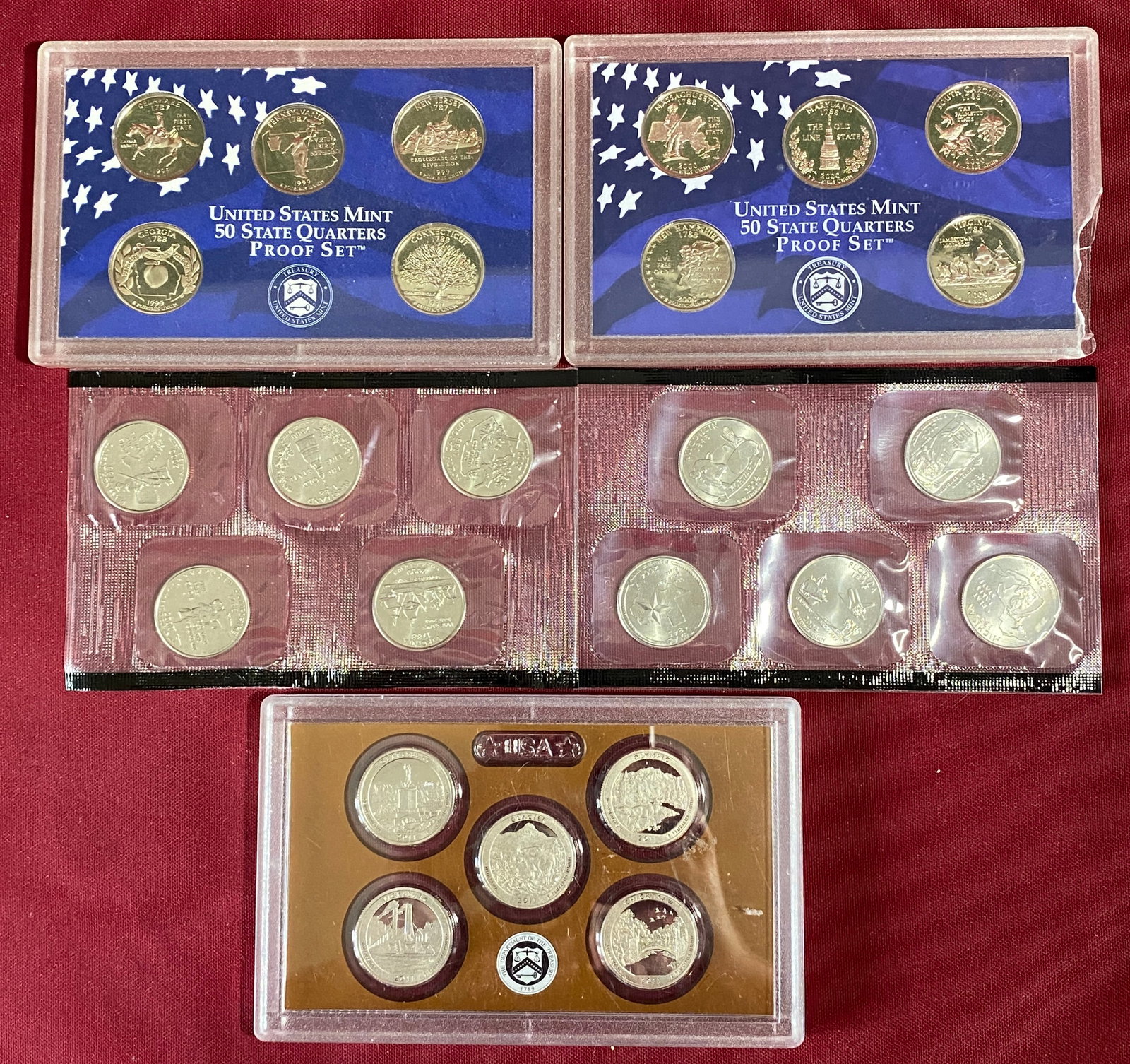 Five U.S. Mint State Quarter Sets - Proof & Uncirculated - 1999, (2) 2000, 2004, 2011 (1 of 7)