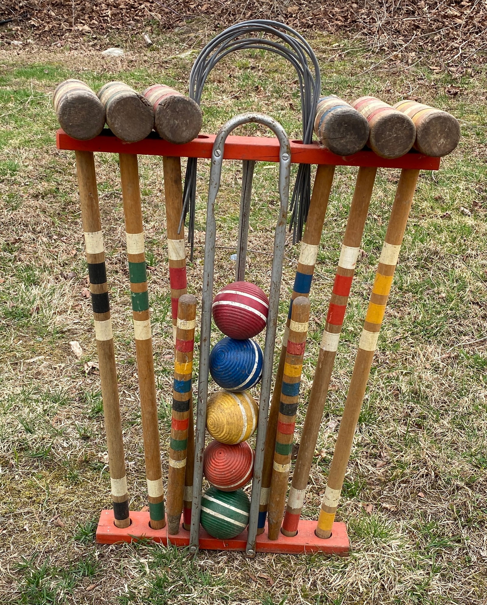 Wooden Croquet Set with Balls, Hoops, and Clubs - Absolutely No Shipping (1 of 4)