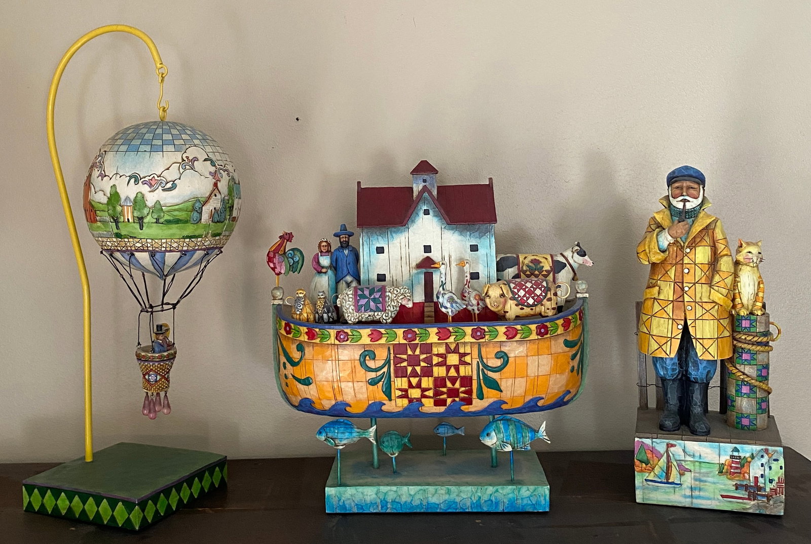 Three Large Jim Shore Figurines - Hot Air Balloon, Sea Captain (Old Salt), Noah's Ark - Absolutely (1 of 10)