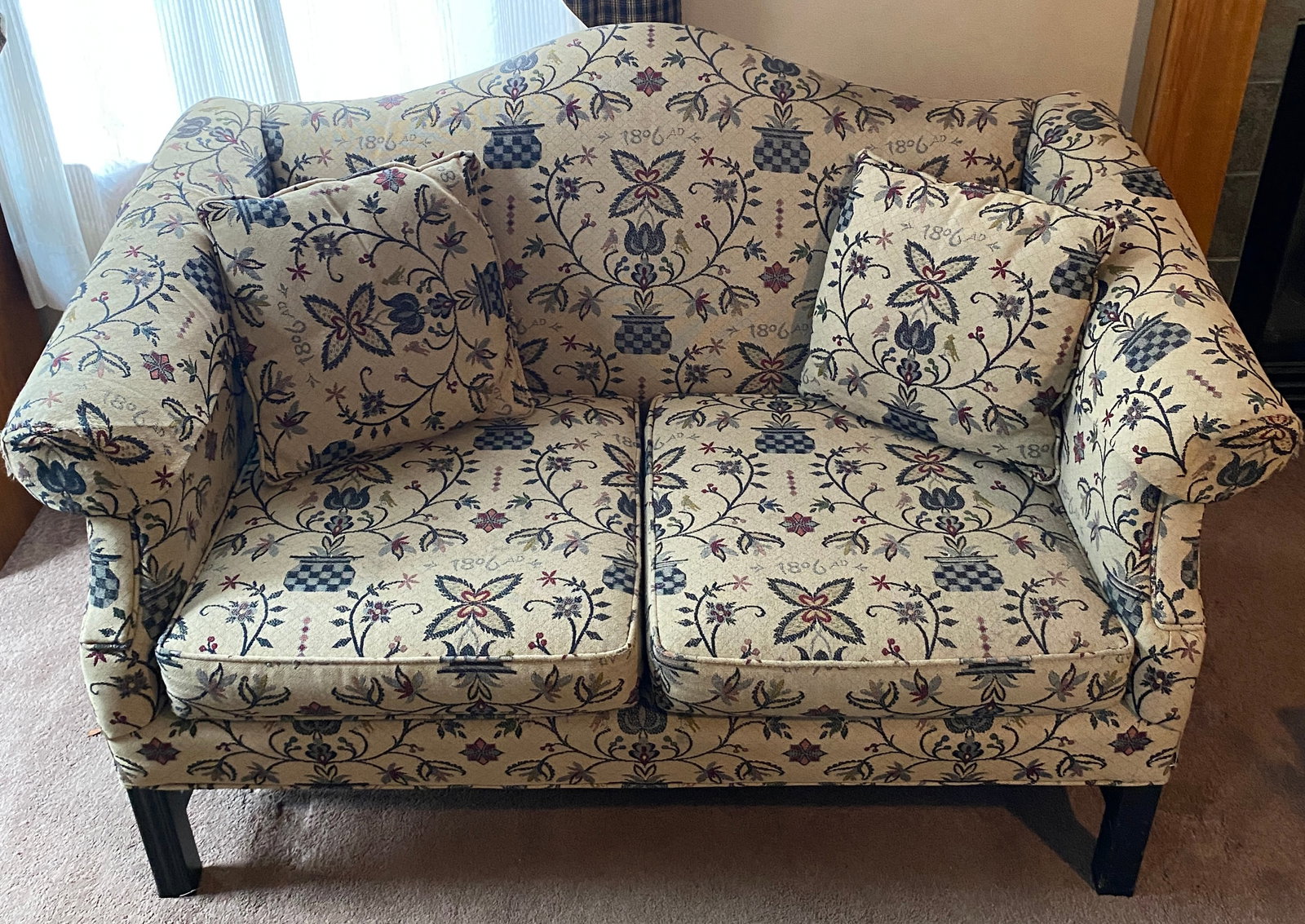 Country Floral Modern Loveseat with Two Matching Pillows - 58"x35"x29" - Absolutely No Shipping: Country Floral Modern Loveseat with Two Matching Pillows - 58"x35"x29" - Absolutely No Shipping