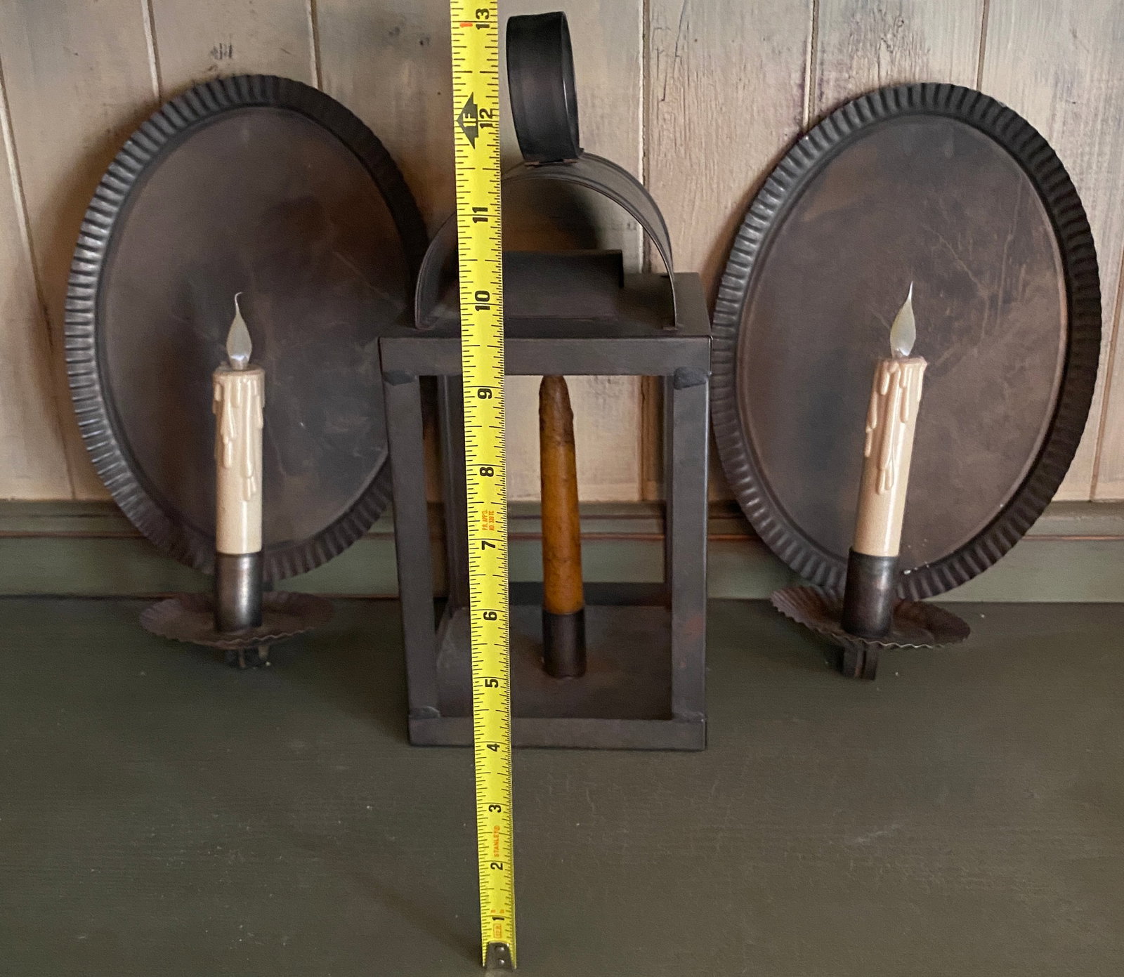 Three Tin Candle Sconces/Lights - 2