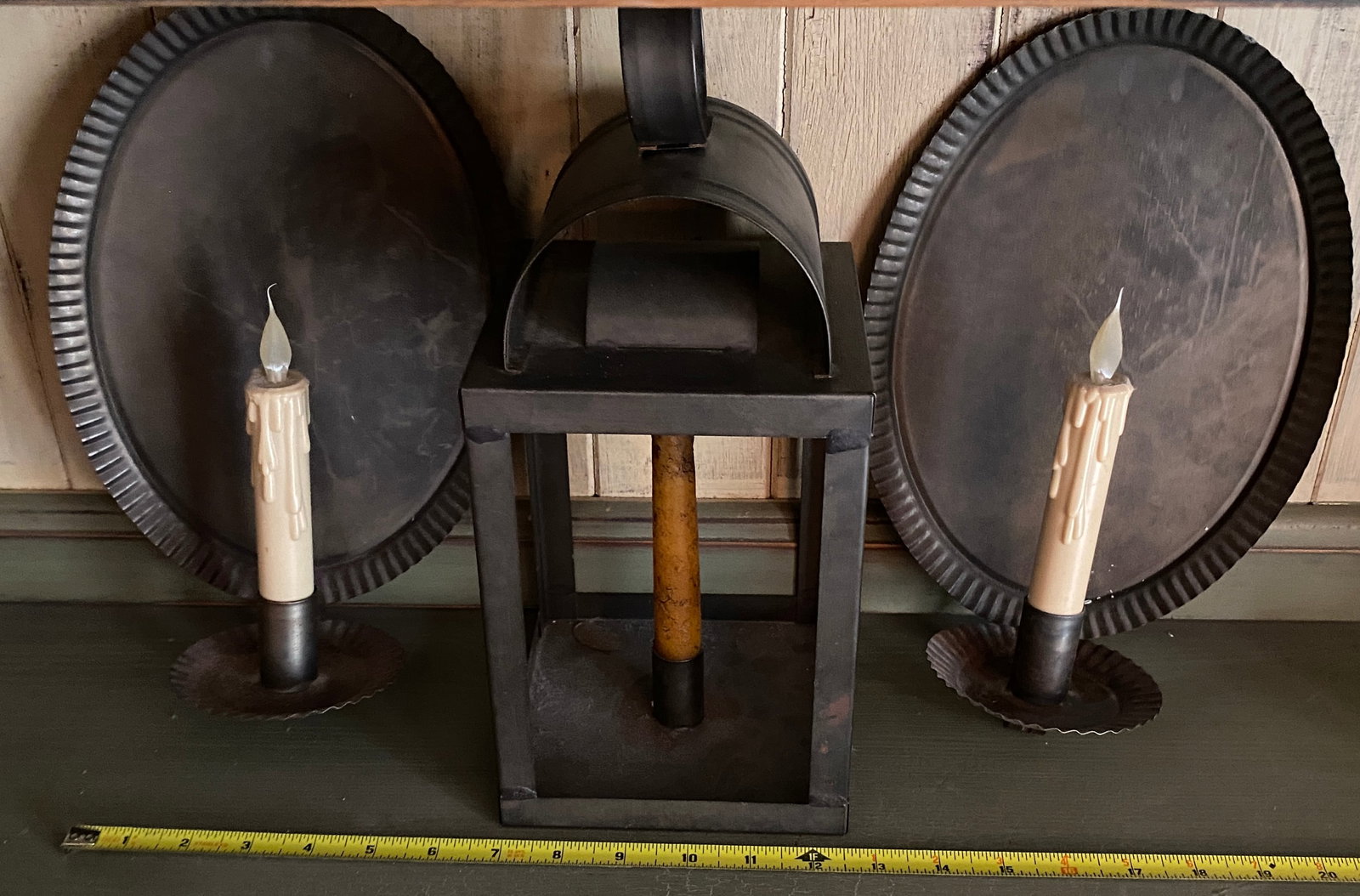 Three Tin Candle Sconces/Lights - 3
