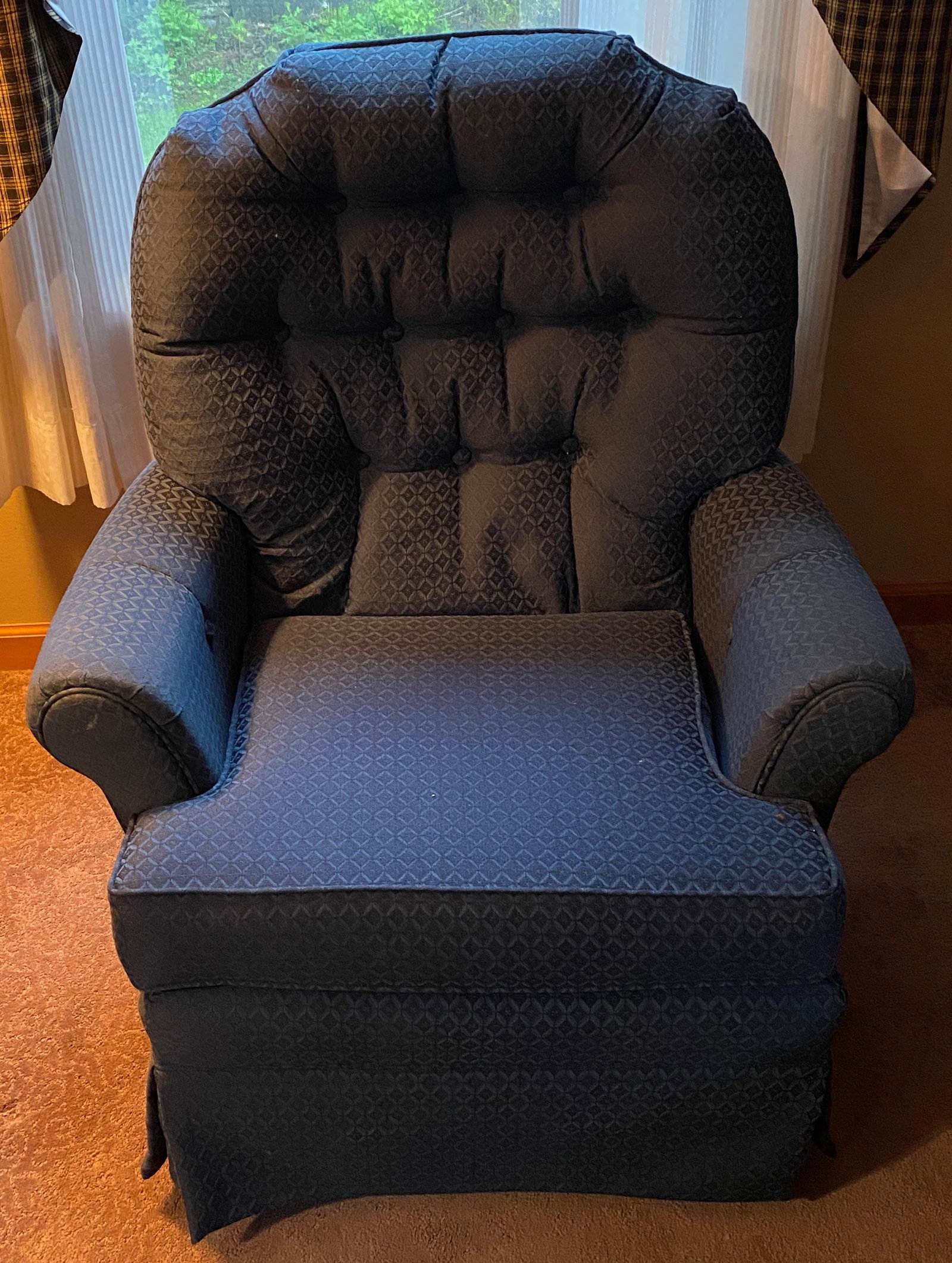 Blue Upholstered Swiveling Chair - 42"Tx36"Wx32"D - Absolutely No Shipping: Blue Upholstered Swiveling Chair - 42"Tx36"Wx32"D - Absolutely No Shipping