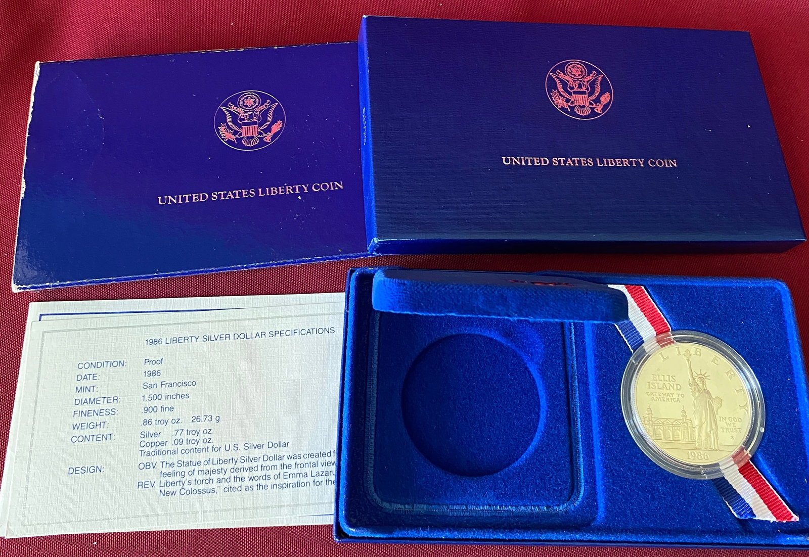 1986 Statue of Liberty Commemorative Proof Silver Dollar: 1986 Statue of Liberty Commemorative Proof Silver Dollar