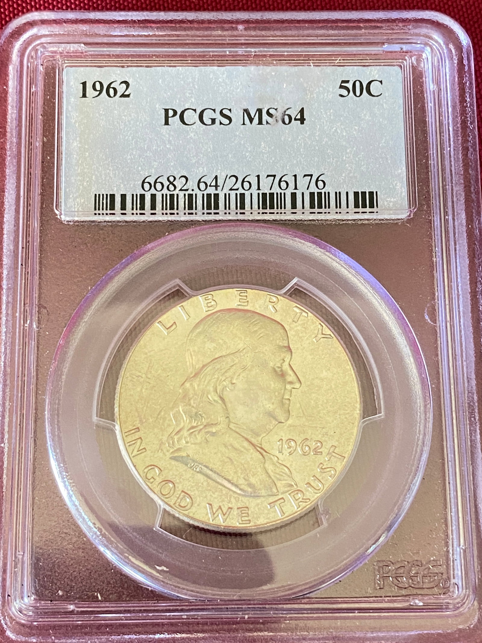 Graded 1962 Franklin Silver Half Dollar - MS64 by PCGS (1 of 3)