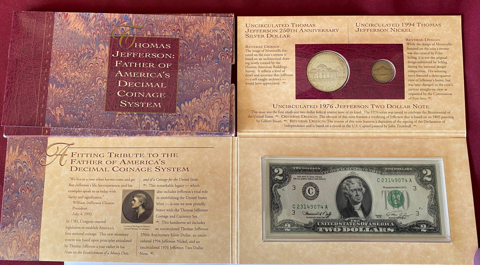 The Thomas Jefferson Coinage & Currency Set - Includes 1993 Commemorative Silver Dollar (1 of 4)