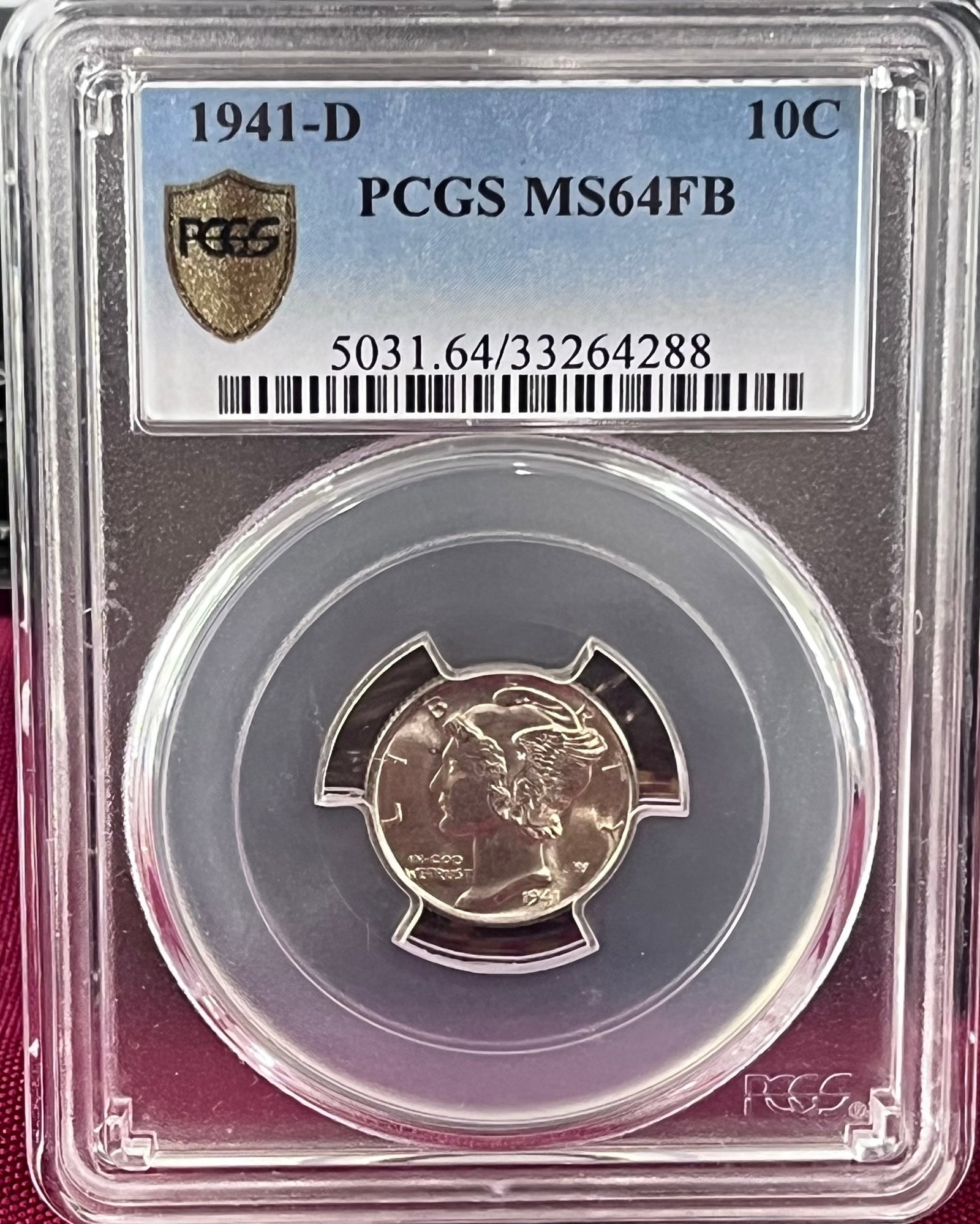 Graded 1941-D Mercury Silver Dime - MS64FB by PCGS (1 of 3)