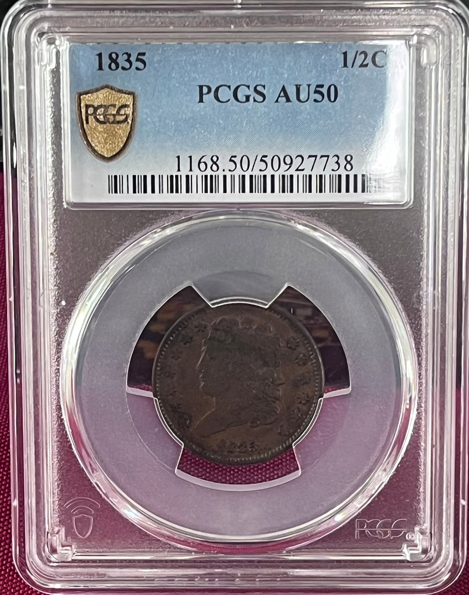 Graded 1835 Classic Head Half Cent - AU50 by PCGS (1 of 3)