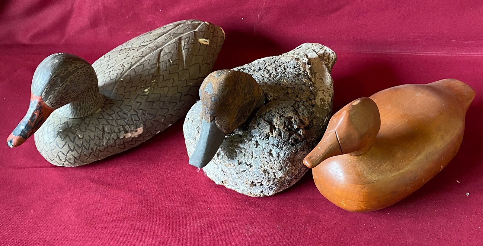 Three Older Duck Decoys - Wooden, Cork, Styrofoam (1 of 9)